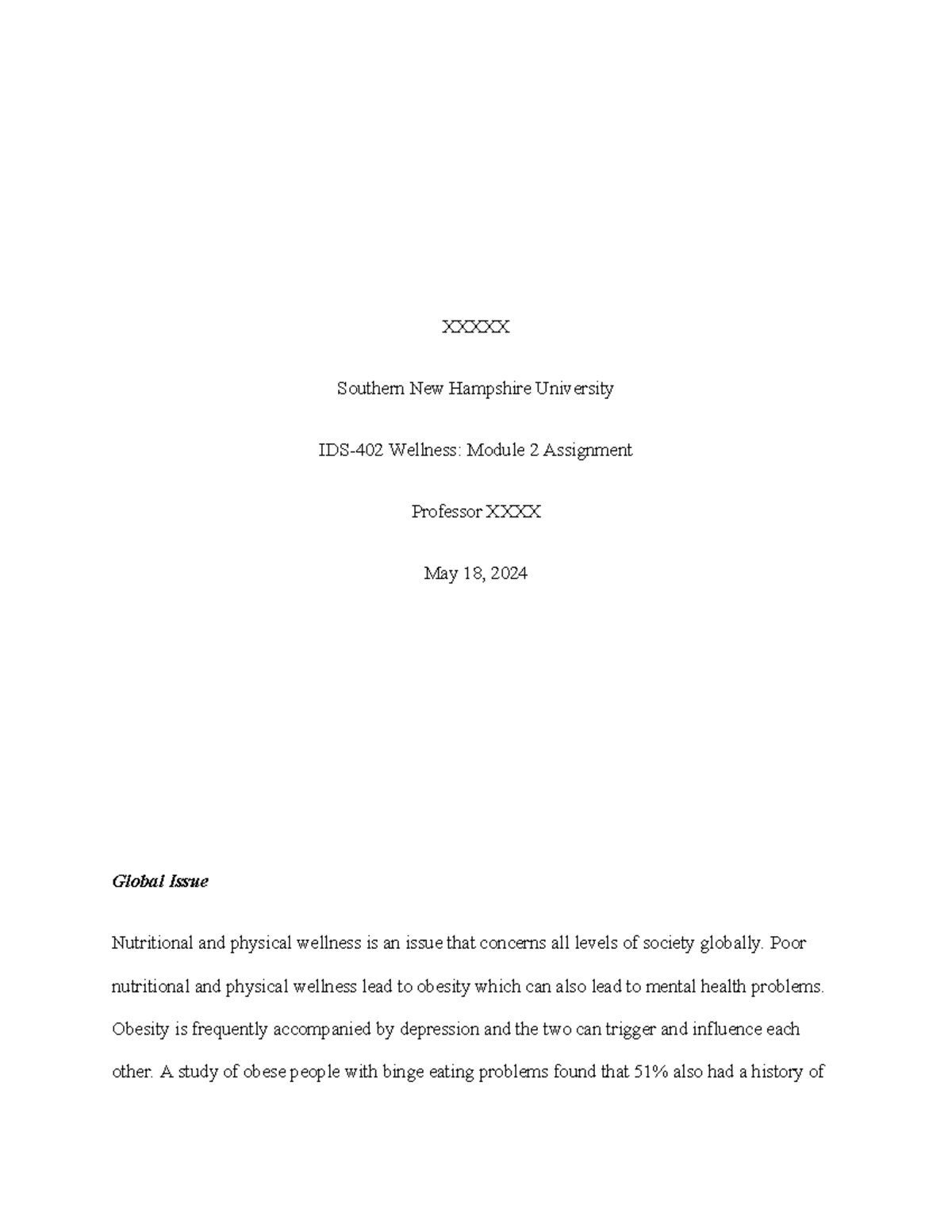 IDS-402 Module 2 Assignment - XXXXX Southern New Hampshire University ...