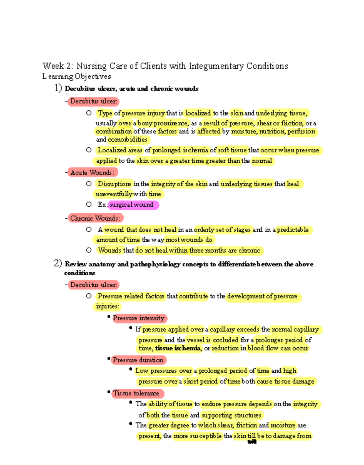 Week 2 Nurse Theory objectives - Week 2: Nursing Care of Clients with ...