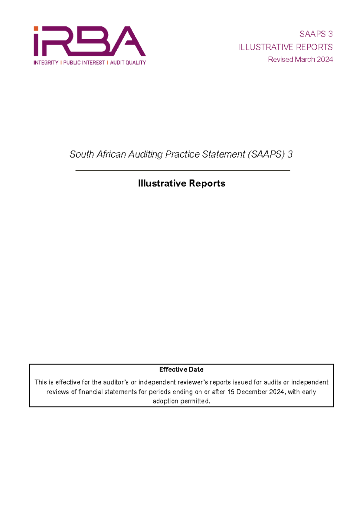 Saaps 3 (Revised March 2024) Final Pronouncement South African