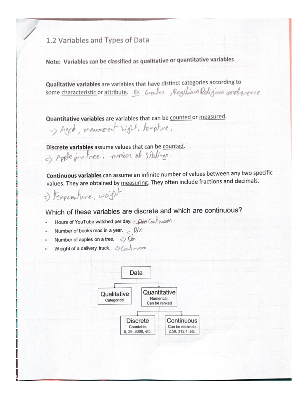1.2 Variables and Types of Data - MAT-12 - Studocu