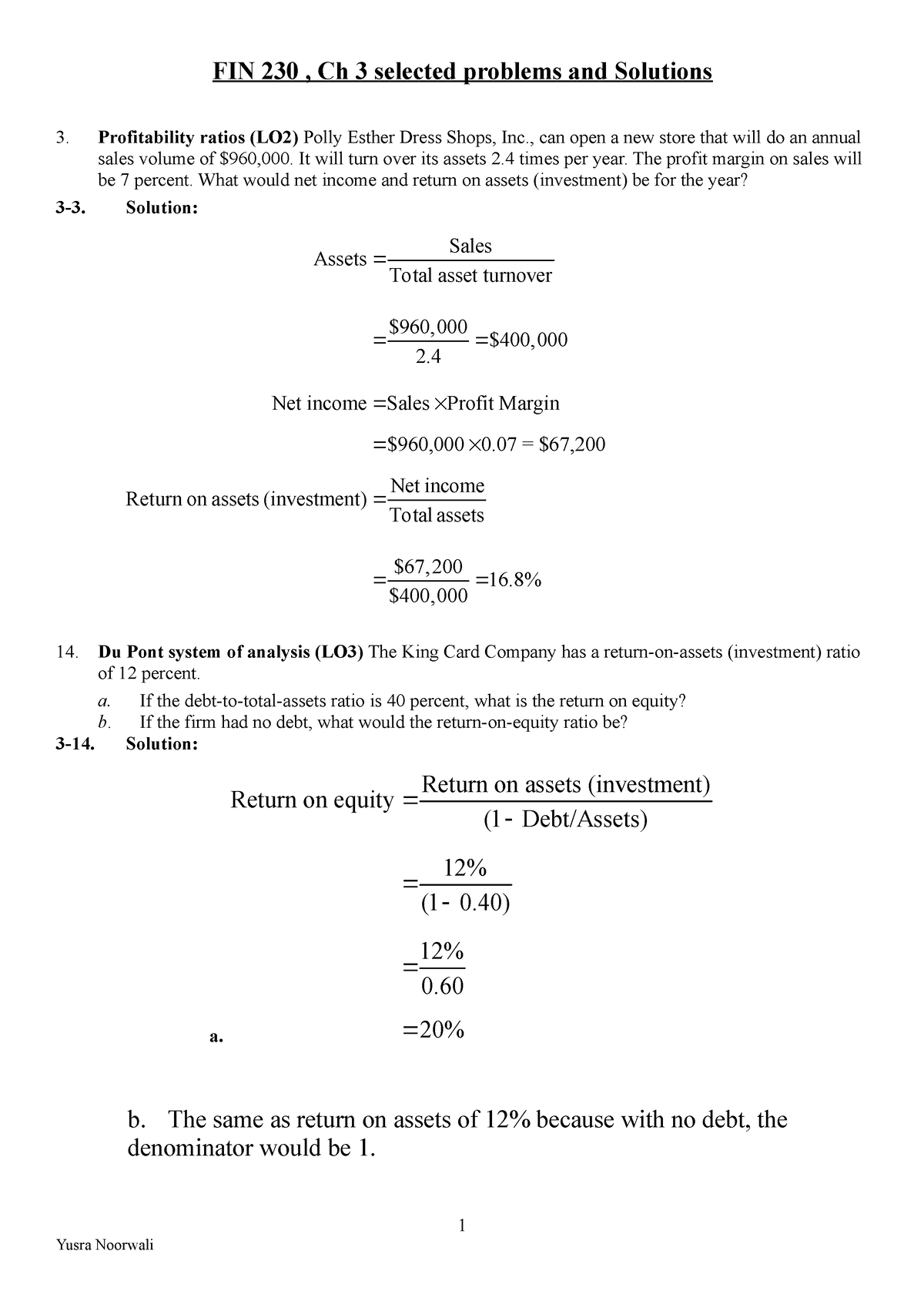 FIN 230, CH-3, Selected Problems And Solutions - FIN 230 , Ch 3 ...