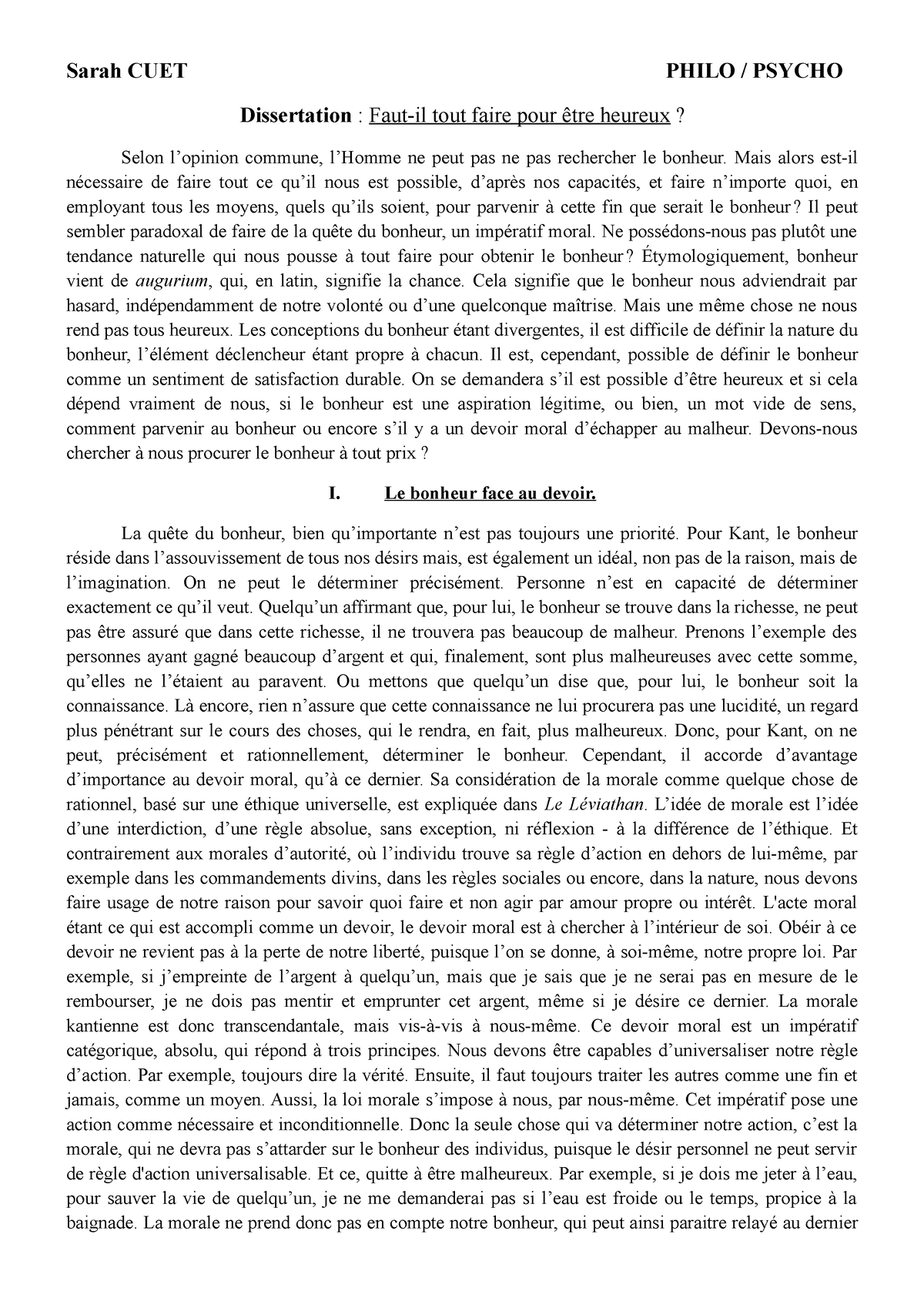 introduction dissertation philo bonheur