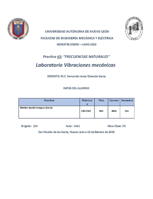 Reporte 1 Laboratorio - Laboratorio De Vibraciones Mecánicas Practica 1 ...