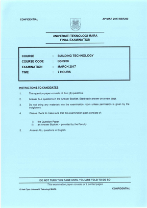 Contoh BQ Kerja - Materials - Building Surveying - UiTM - Studocu