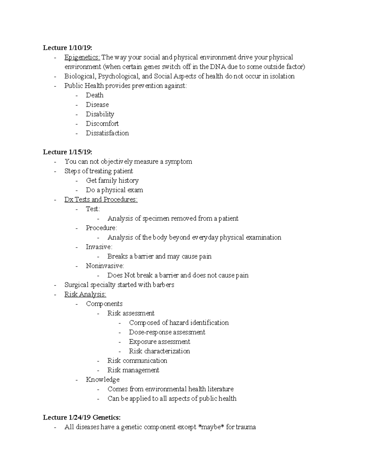 HSC 2524 ALL Lectures - Lecture 1/10/19: - Epigenetics: The way your ...