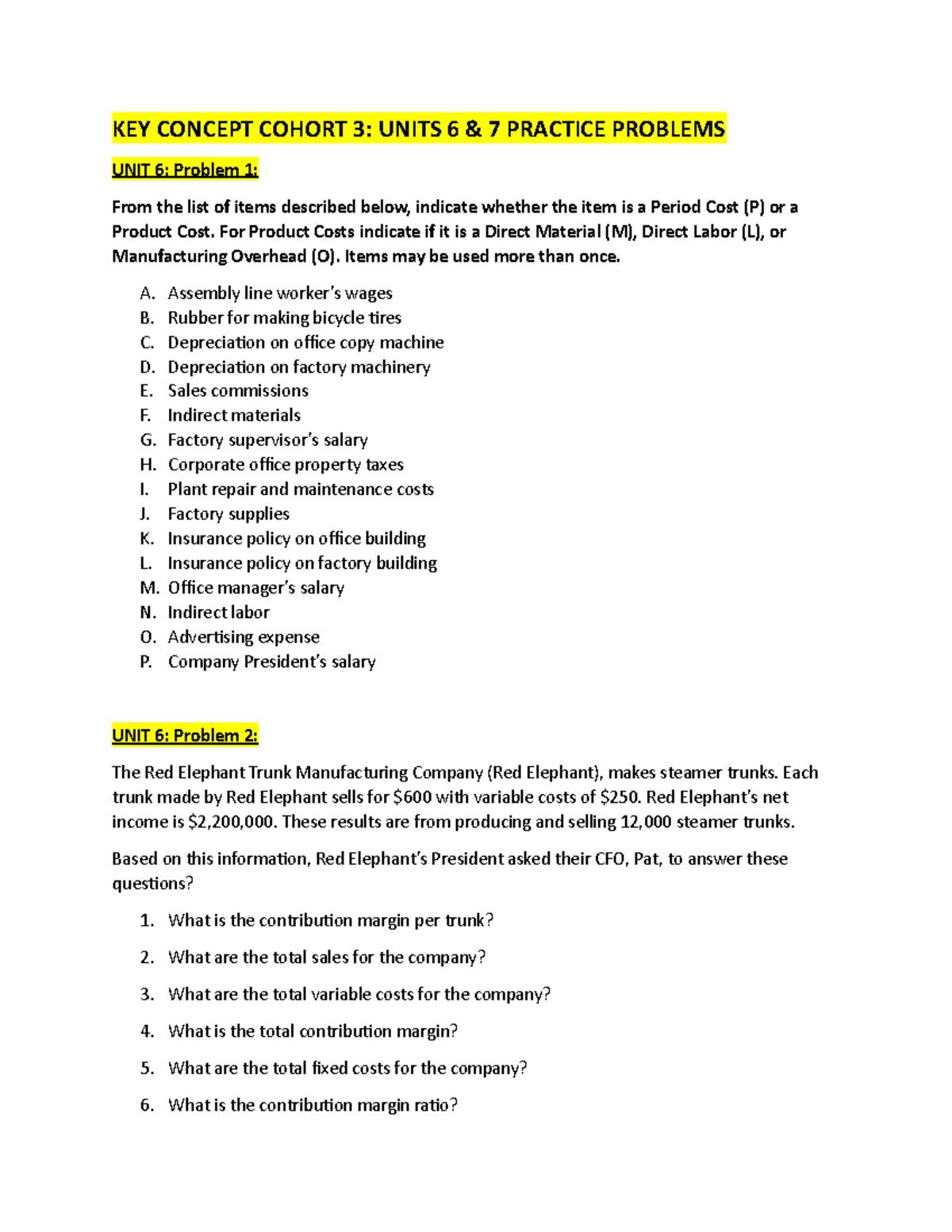 Cohort 3-Units 6-7 HW Problems - KEY CONCEPT COHORT 3: UNITS 6 & 7 ...