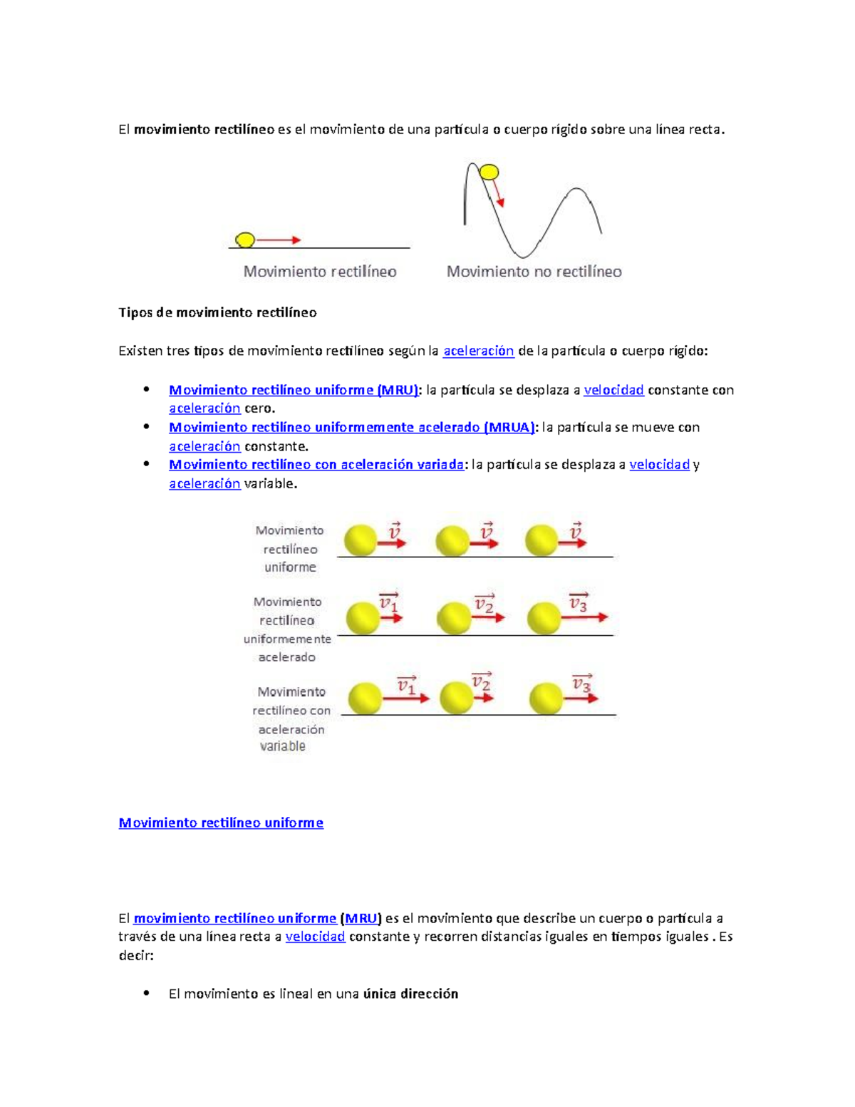 Movimiento rectilineo - El movimiento rectilíneo es el movimiento de ...