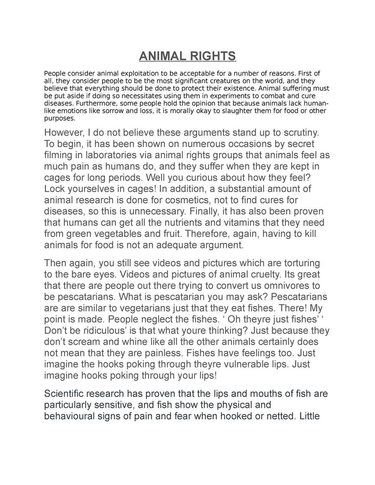 animal rights case study