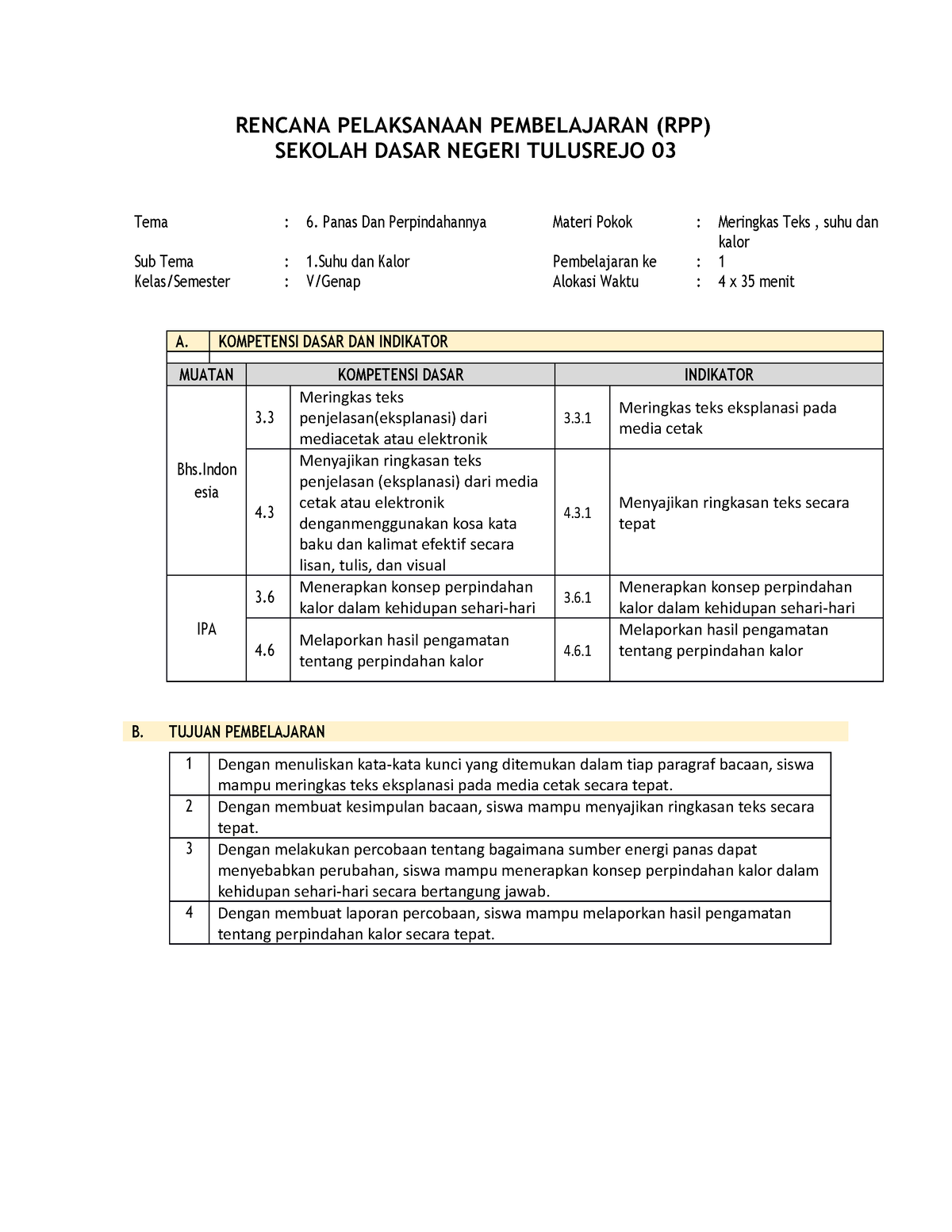 RPP Kelas 5 - Rpp - RENCANA PELAKSANAAN PEMBELAJARAN (RPP) SEKOLAH ...