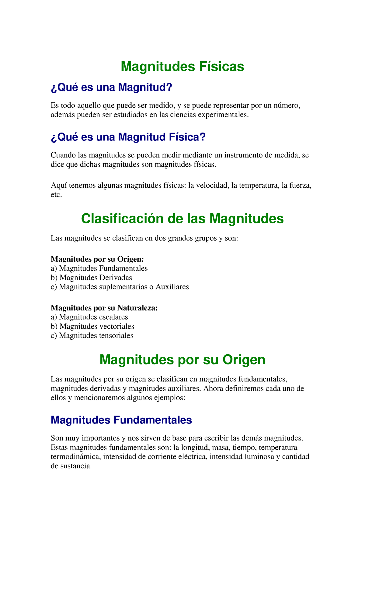 Fisica - Hyy - Magnitudes Físicas ¿Qué es una Magnitud? Es todo aquello ...