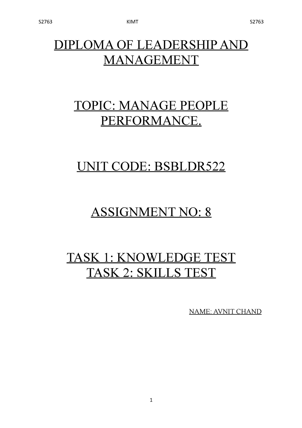 diploma of leadership and management assignments