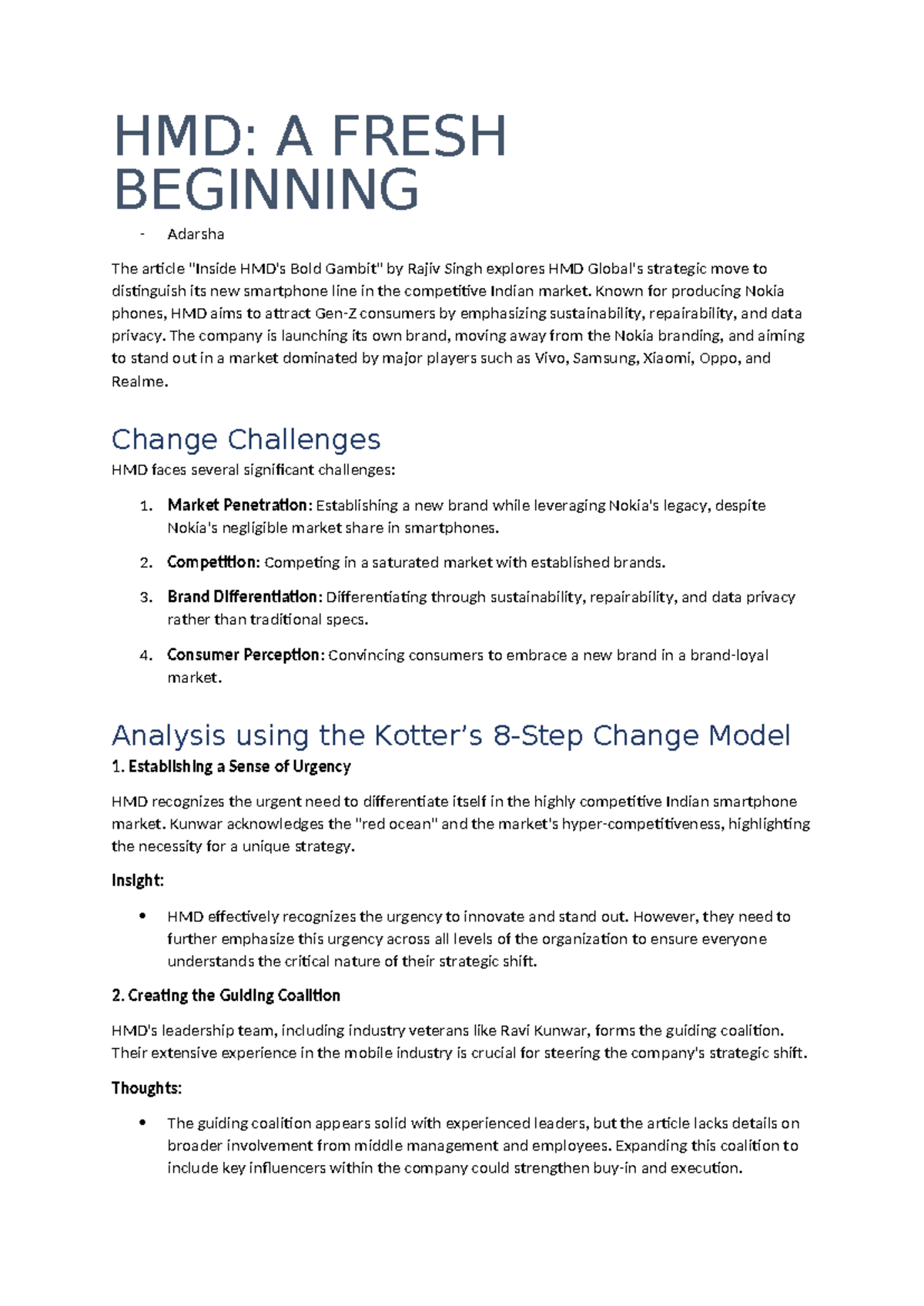 HMD An ODCM Perspective - HMD: A FRESH BEGINNING - Adarsha The article ...