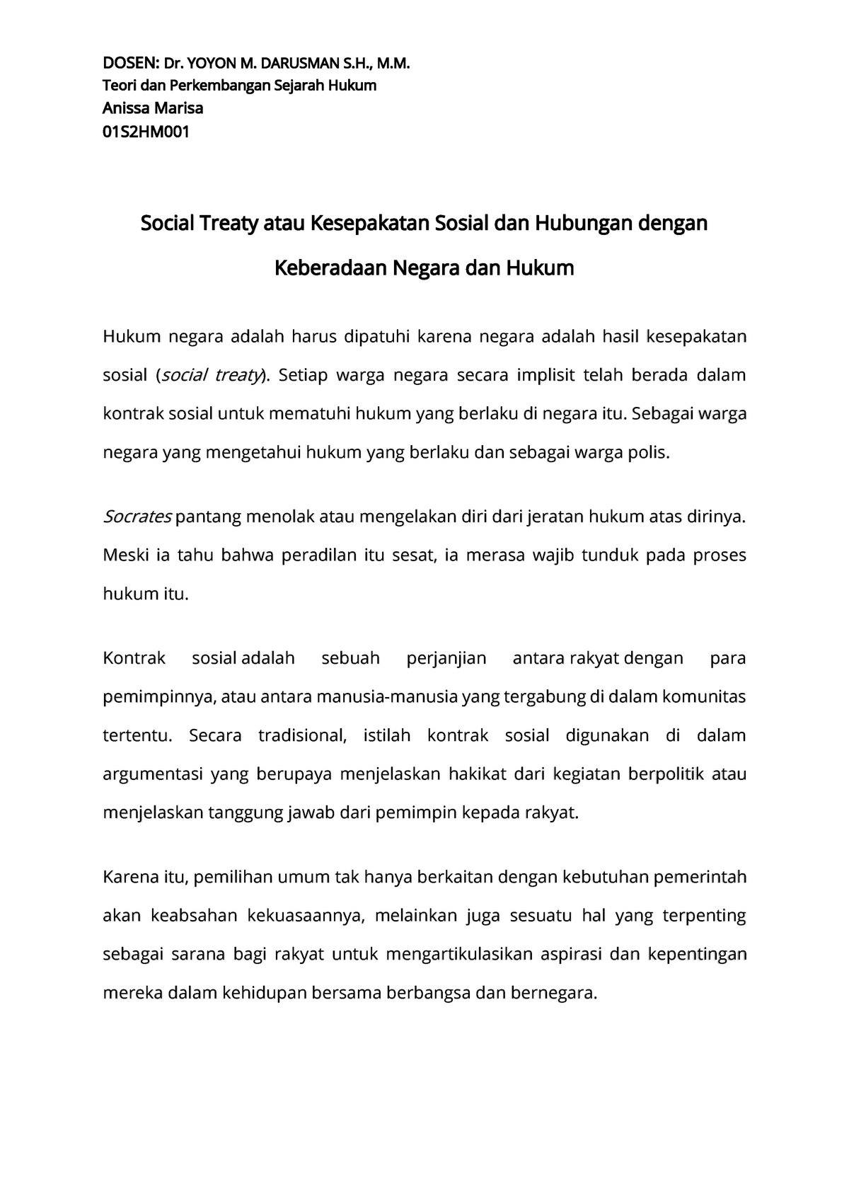 Social Treaty Romawi - Teori Dan Sejarah Perkembangan Hukum - UNPAM ...