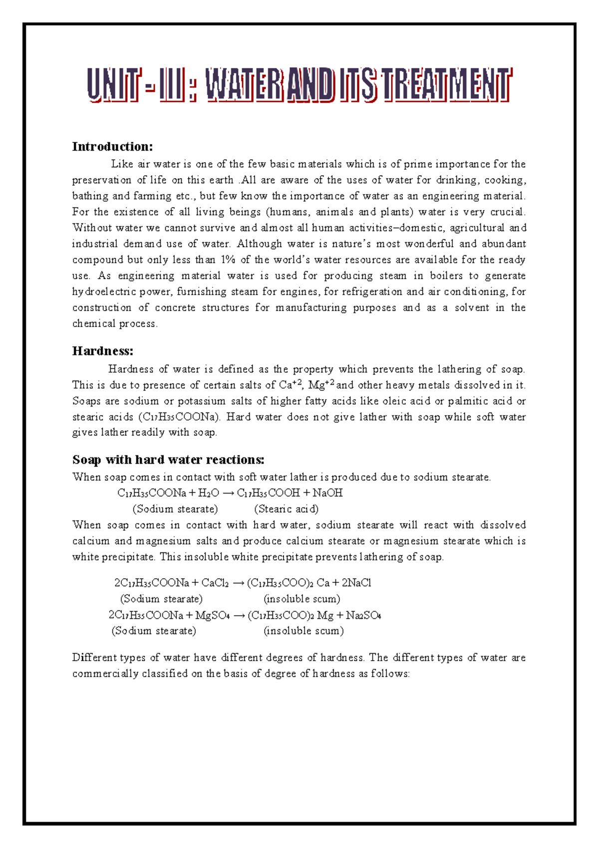 Engineering Chemistry Water and it's treatmrnt Introduction Like