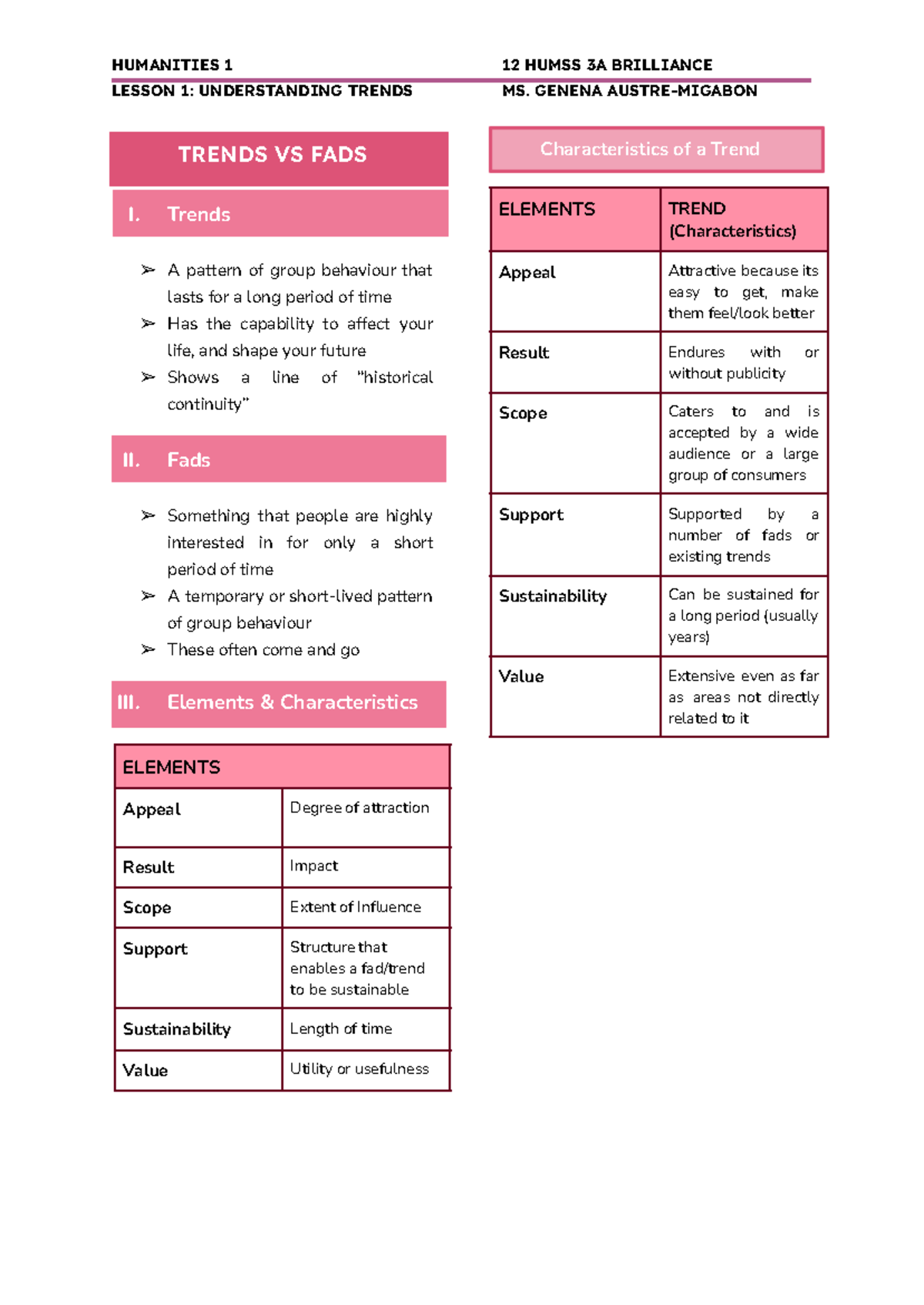 HUM 1 Notes - L1 - HUMANITIES 1 12 HUMSS 3A BRILLIANCE LESSON 1 ...