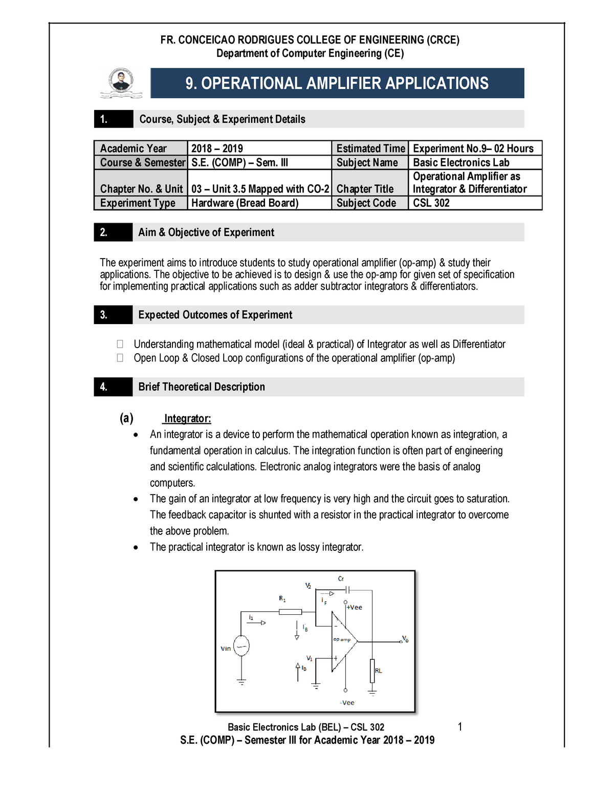 integrator and differentiator experiment lab report