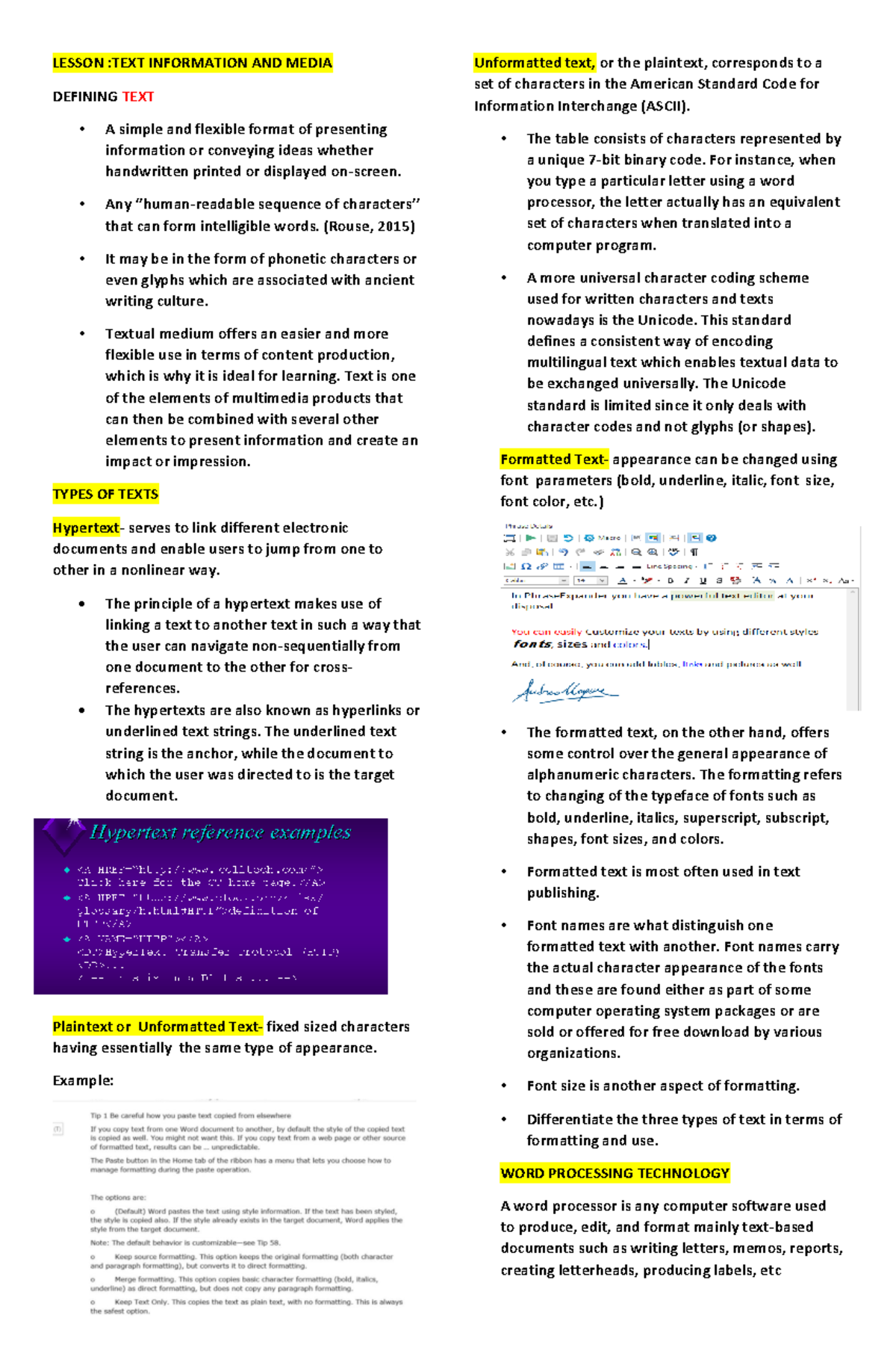 Mil reviewer hahaha - LESSON :TEXT INFORMATION AND MEDIA DEFINING TEXT ...