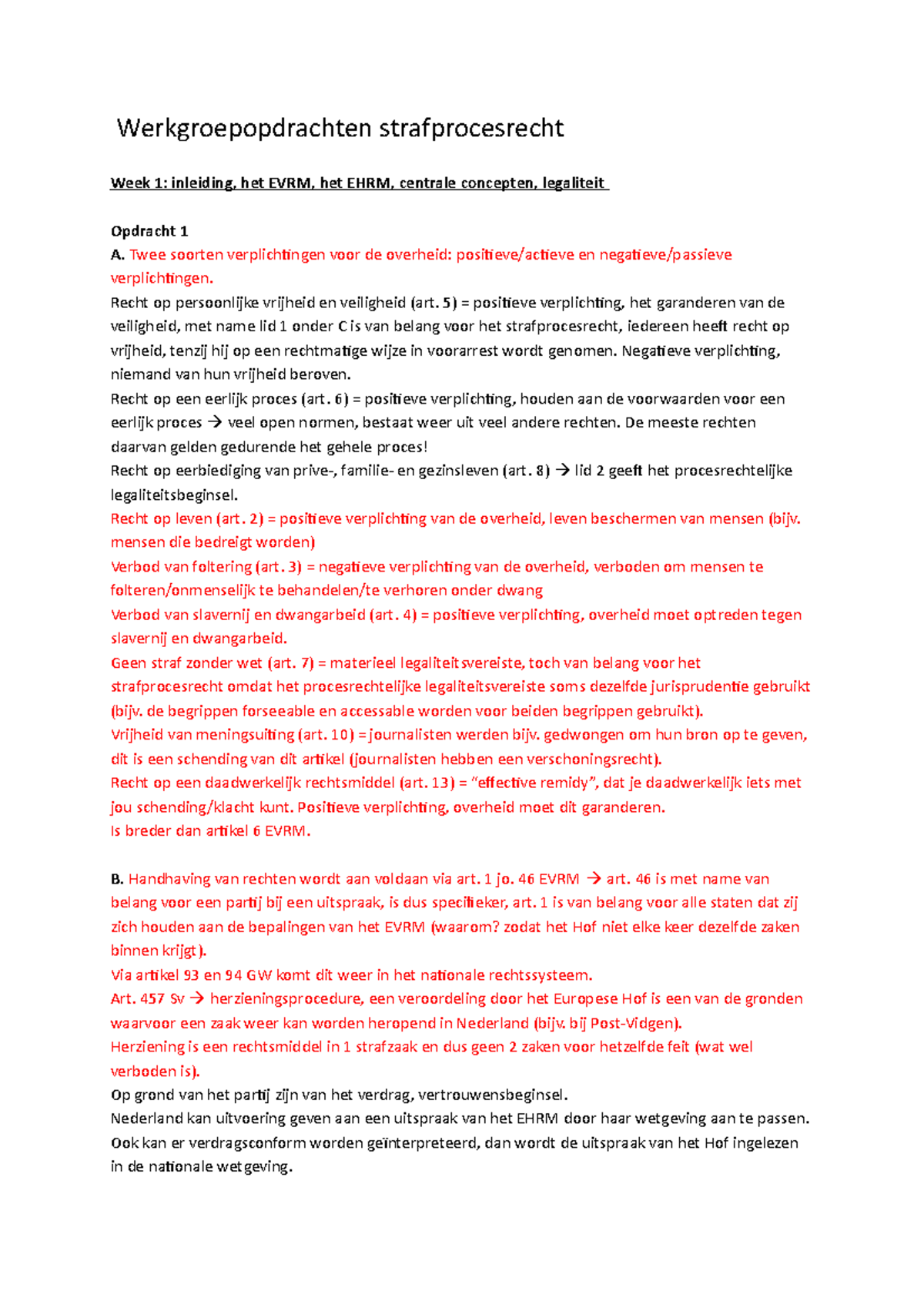 Werkgroepopdrachten Strafprocesrecht - Werkgroep Uitwerkingen - 1 - 6 ...