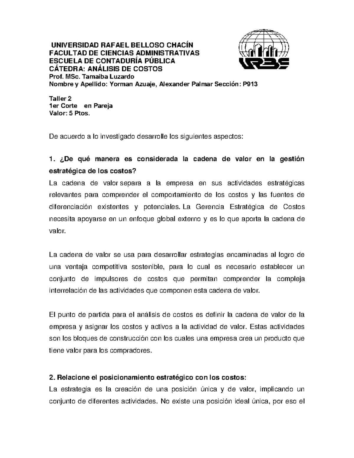 Actividad N2 Analisis - UNIVERSIDAD RAFAEL BELLOSO CHACÍN FACULTAD DE ...