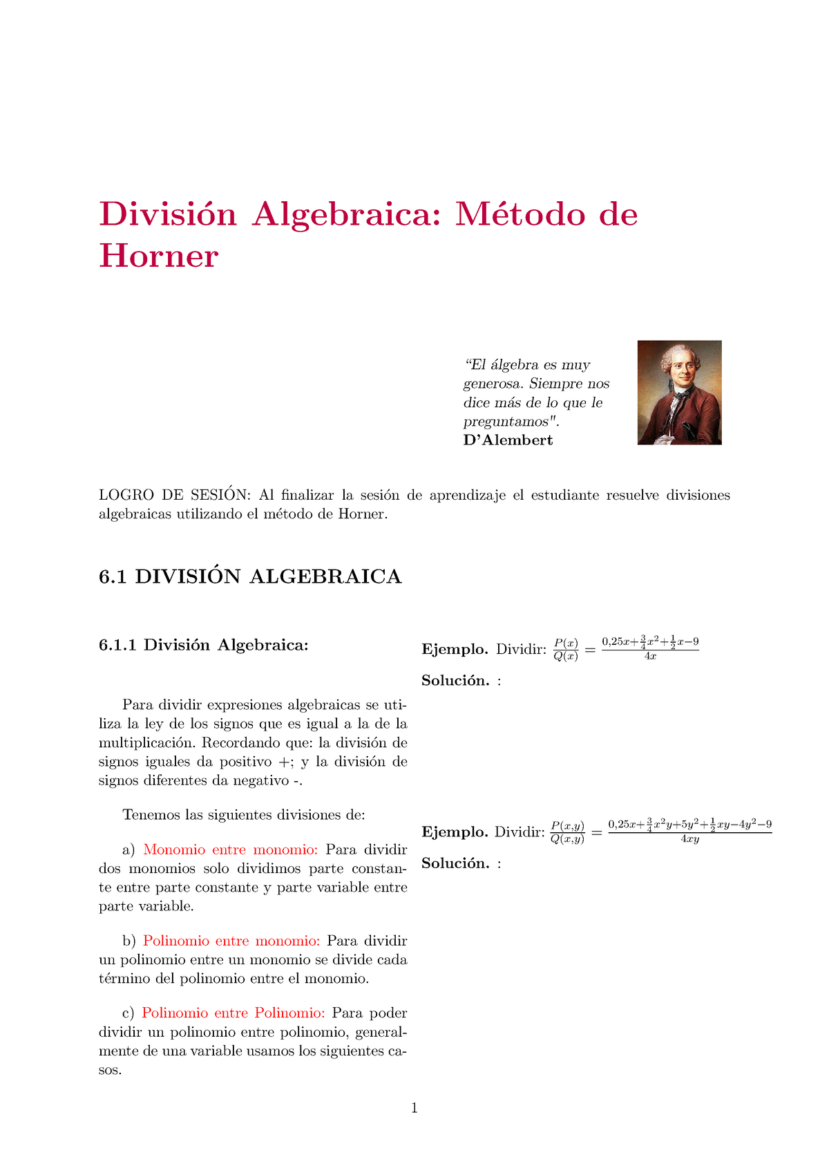 s10-s1-divisi-n-algebraica-m-todo-de-horner-divisi-on-algebraica-m