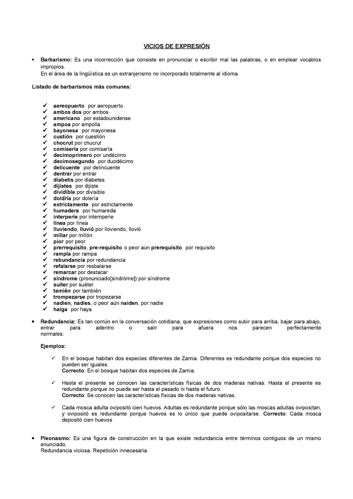 EXAMEN 5 11 Noviembre 2020, preguntas y respuestas - VICIOS DE EXPRESIÓN   Barbarismo: Es una - Studocu