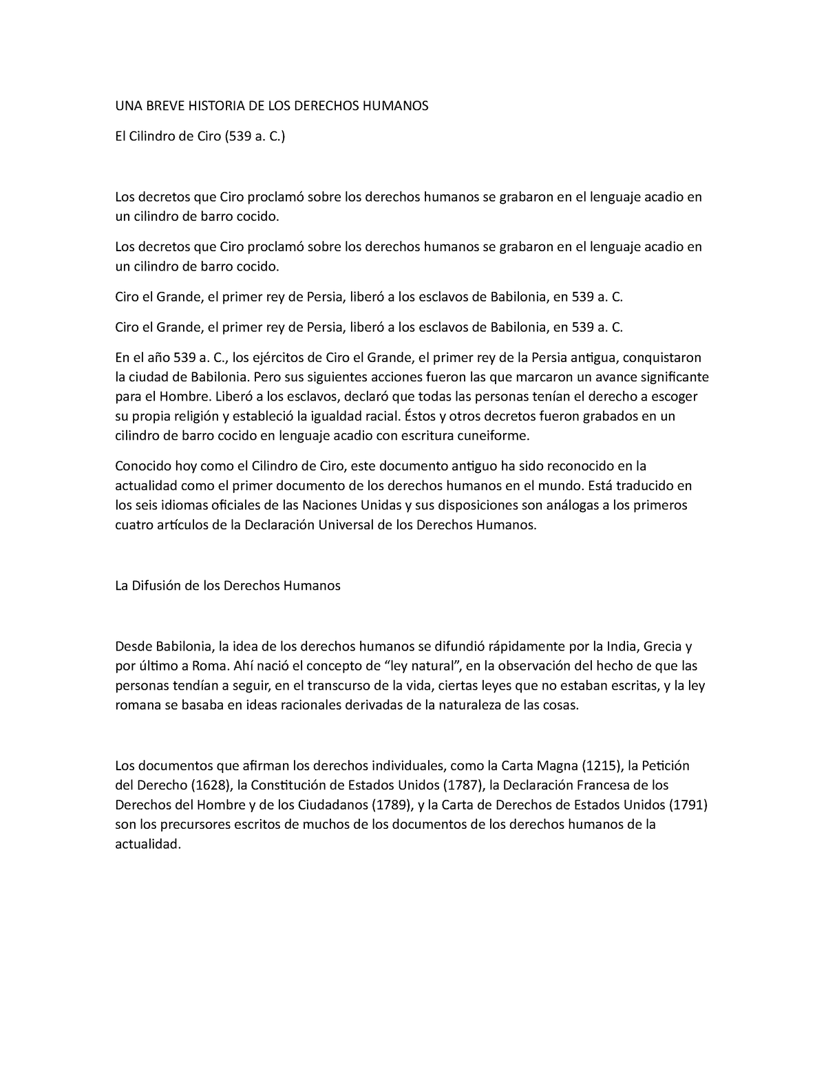 UNA Breve Historia DE LOS Derechos Humanos UNA BREVE HISTORIA DE