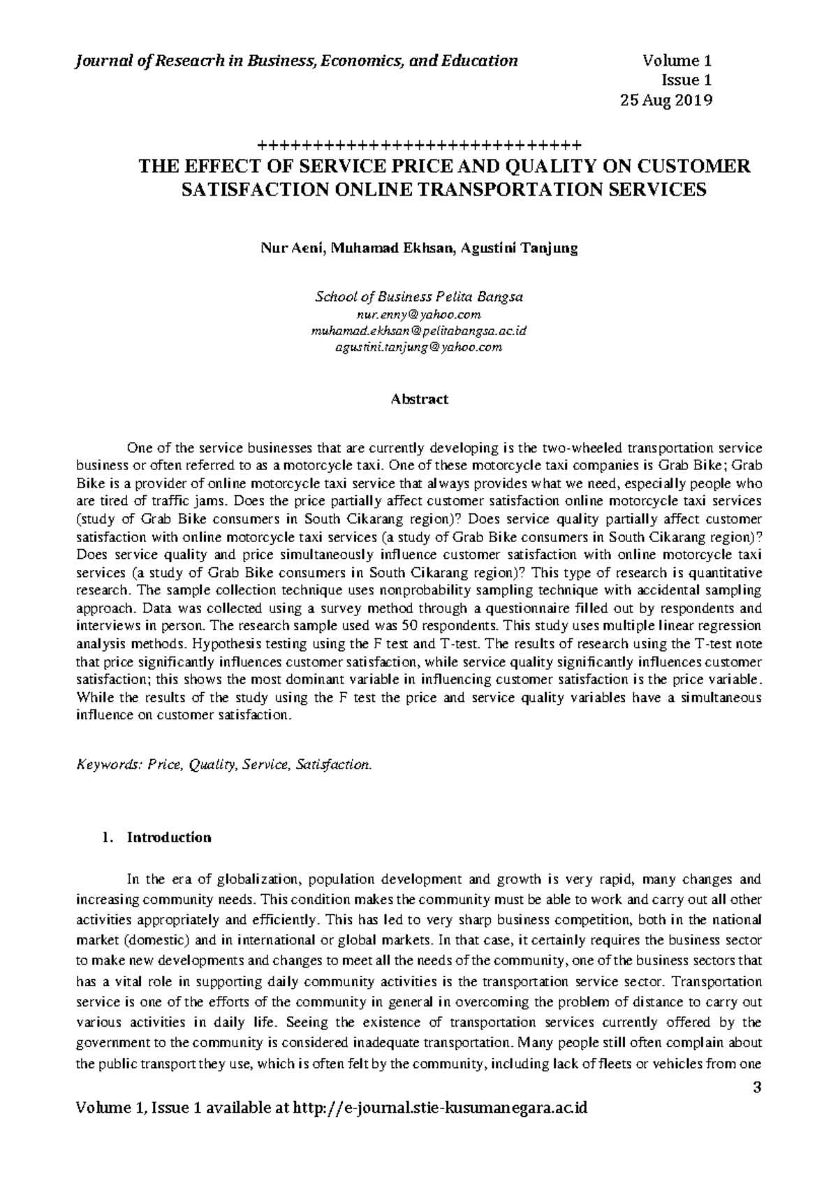 322902 the effect of service price and quality 0581b518 - Journal of ...