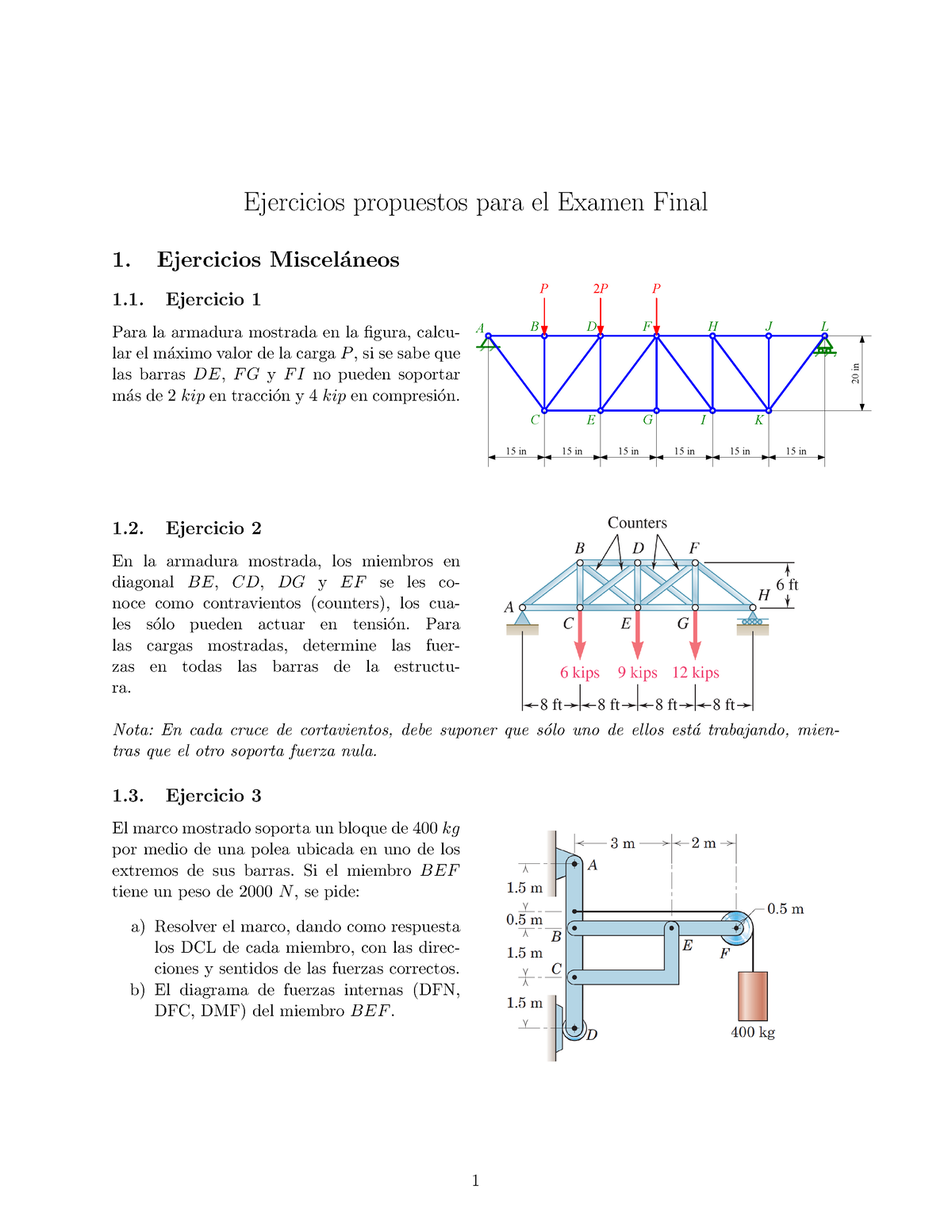 Problemas Propuestos Examen Final Ejercicios Propuestos Para El