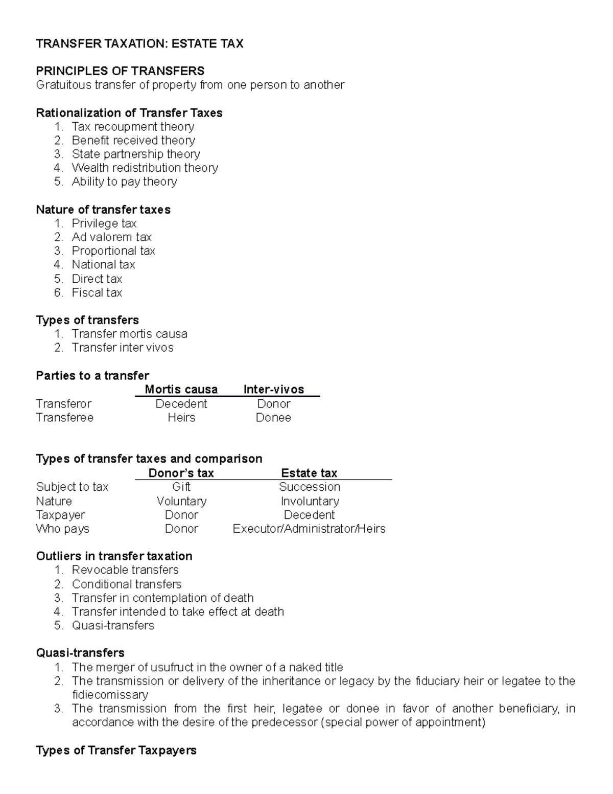 TAX 11 Estate TAX - For educational purposes - TRANSFER TAXATION ...