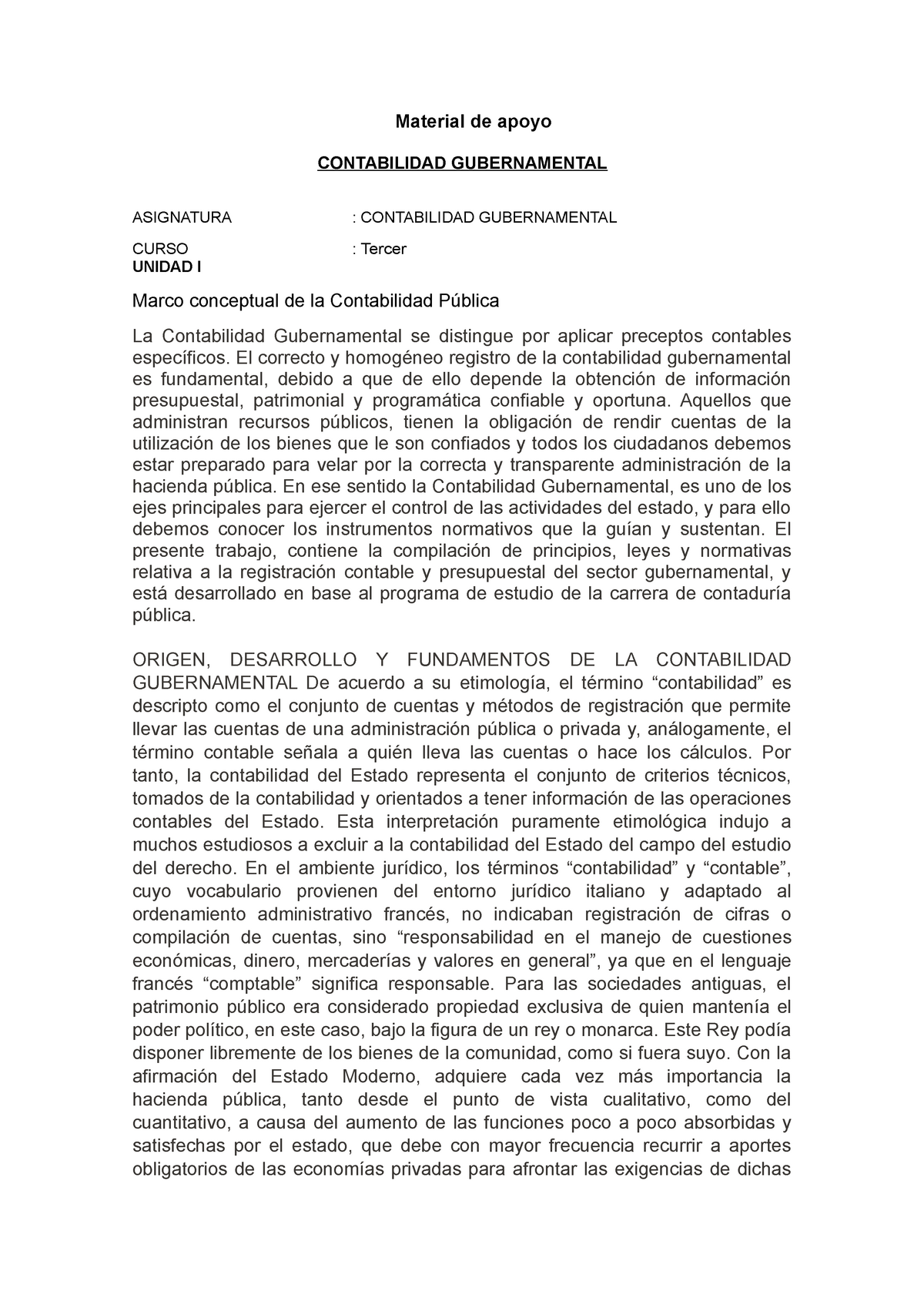 Contabilidad Gunernamental - El correcto y homogéneo registro de la ...