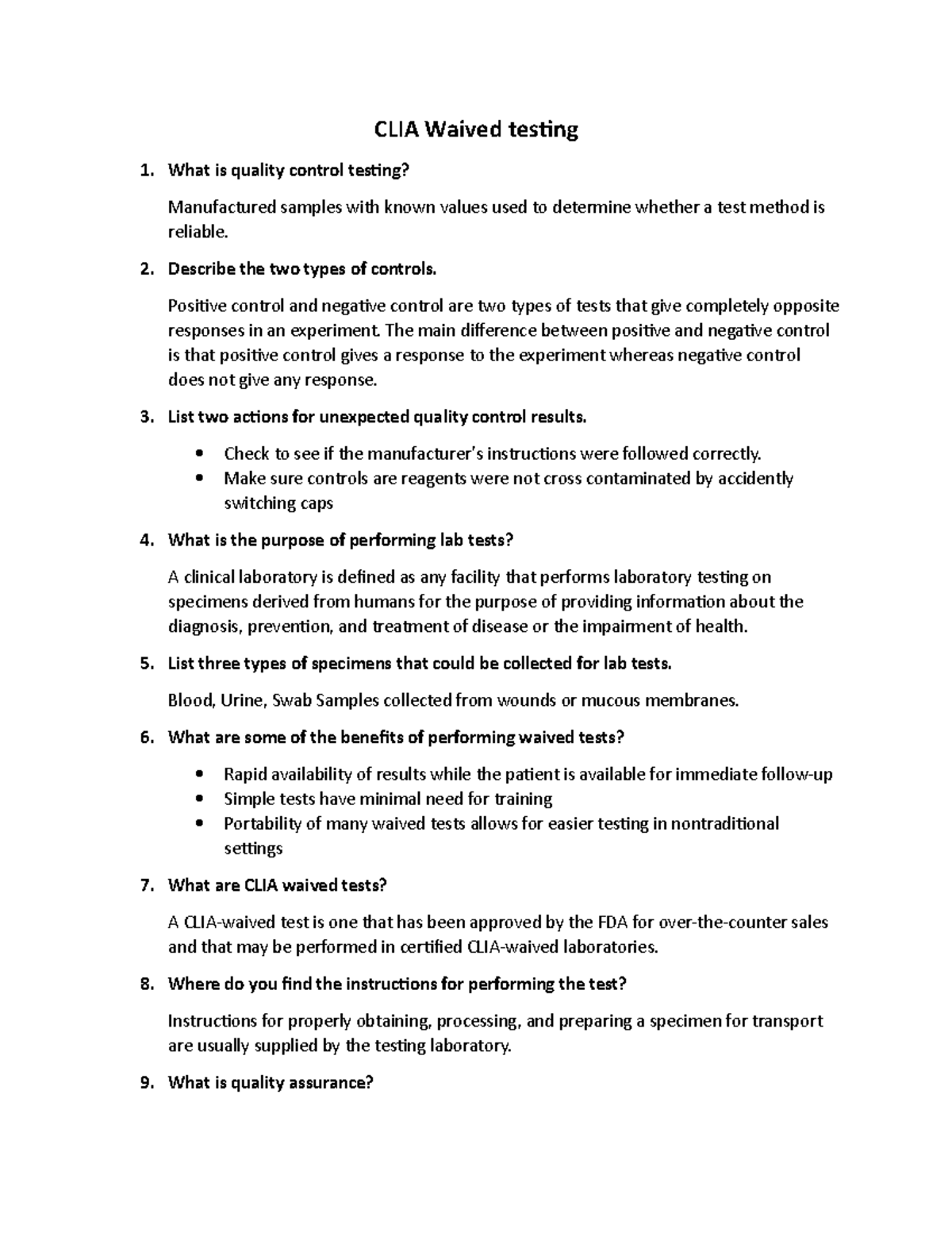 Maria Lares(WK1)(CLIA Waived testing) CLIA Waived testing What is