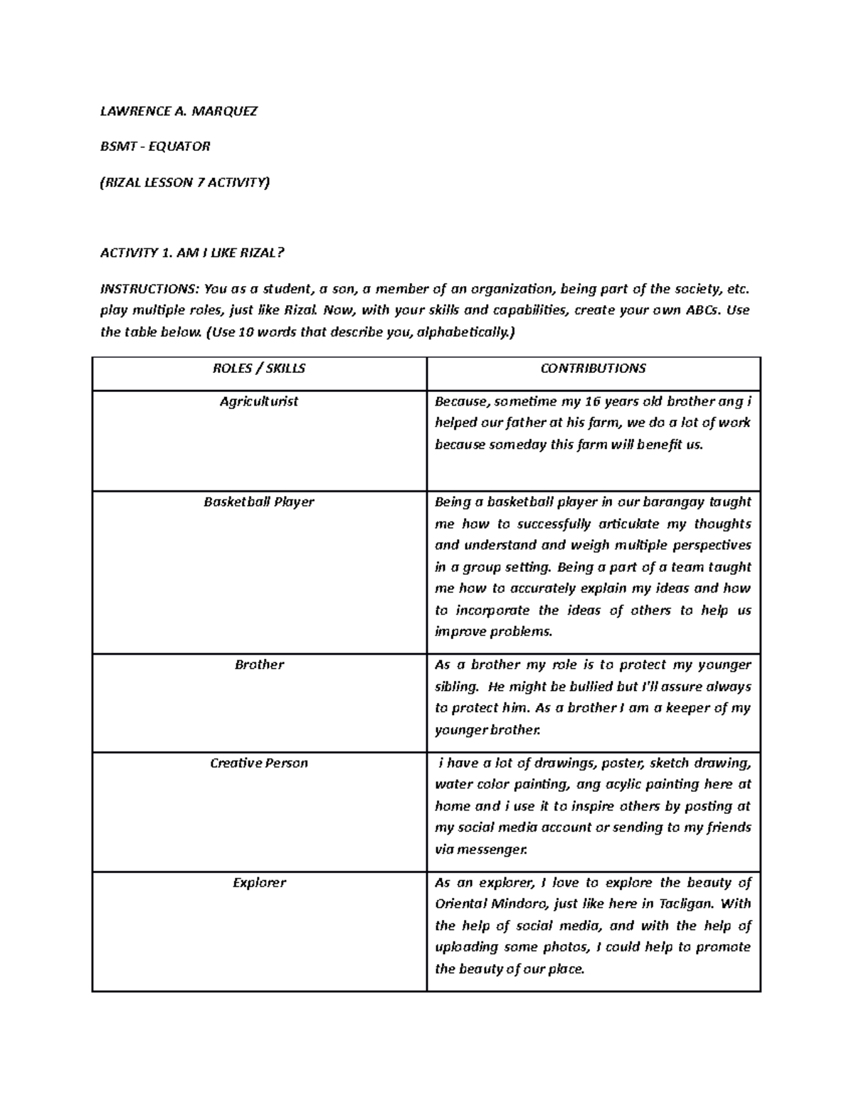 ( Rizal Lesson 7 Activity)-WPS Office 1-1 - LAWRENCE A. MARQUEZ BSMT ...