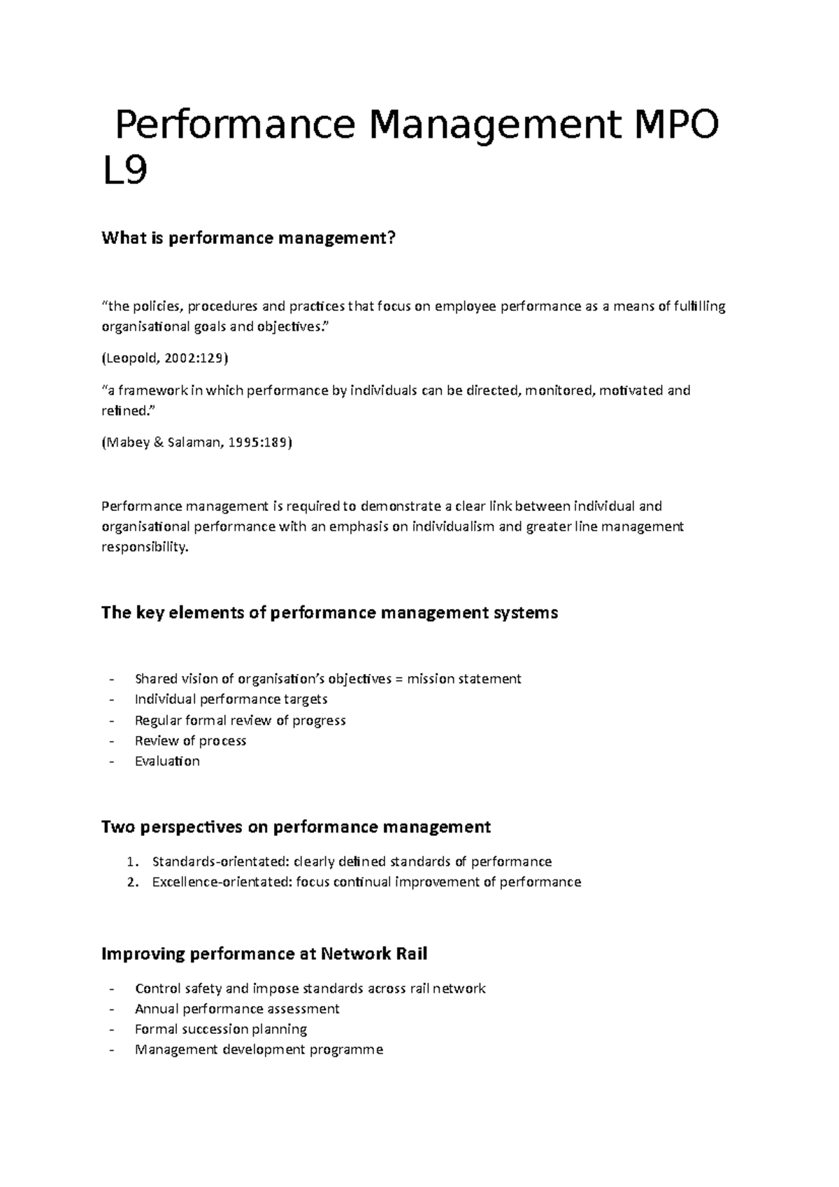 Performance Management MPO L9 - Performance Management MPO L What is ...