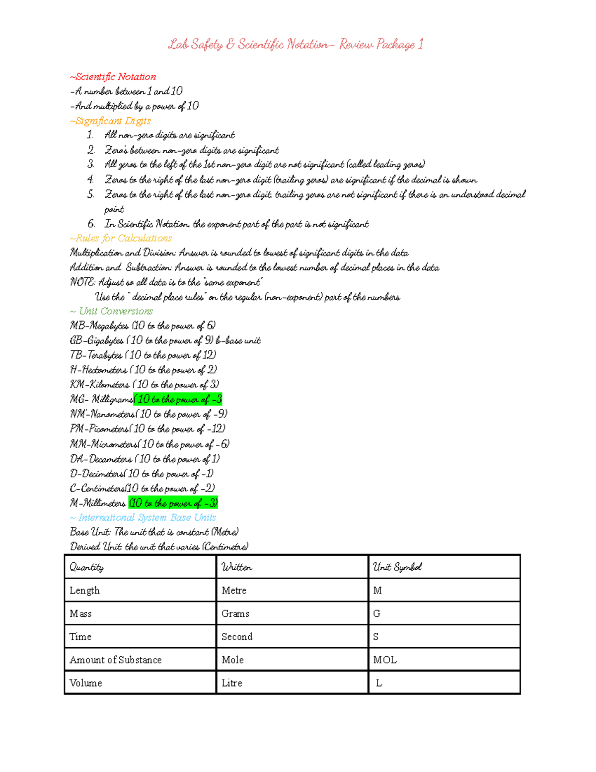 Lab Safety Scientific Notation Lab Safety & Scientific Notation