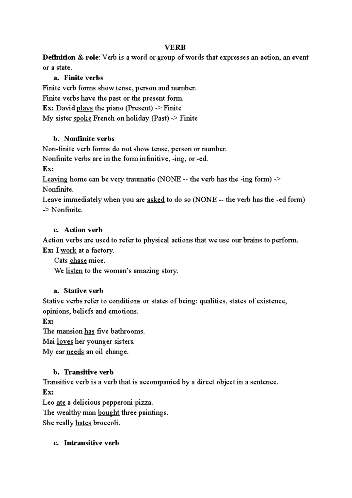 Verb Nhóm 1 Verb VERB Definition & role Verb is a word or group