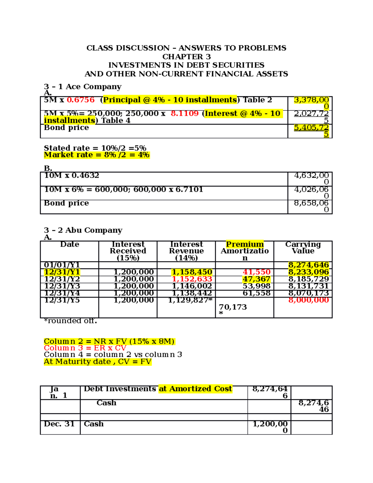 Class discussion Answers Prob Chap 3 Prob 1 to 7 - CLASS DISCUSSION ...