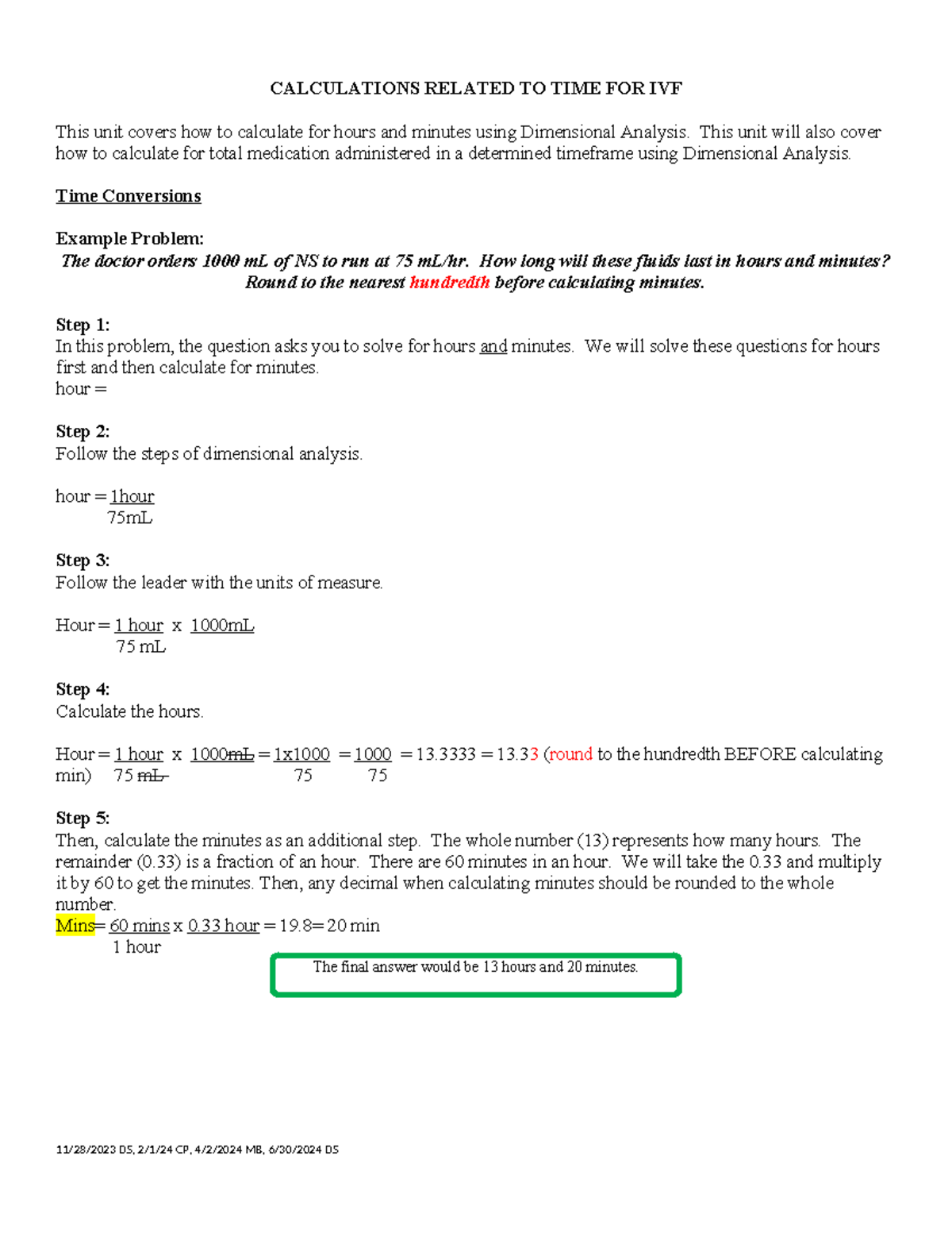 Calculations+Related+to+Time+IVF+%28Answer+Key%29 - CALCULATIONS ...