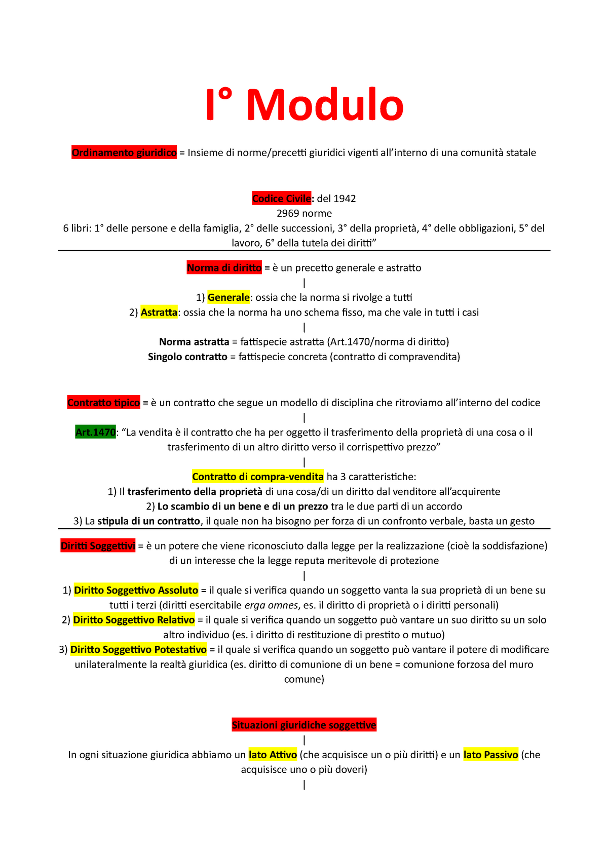 Schemi Diritto Privato I° Modulo Ordinamento Giuridico Insieme Di Normeprecetti Giuridici 9239