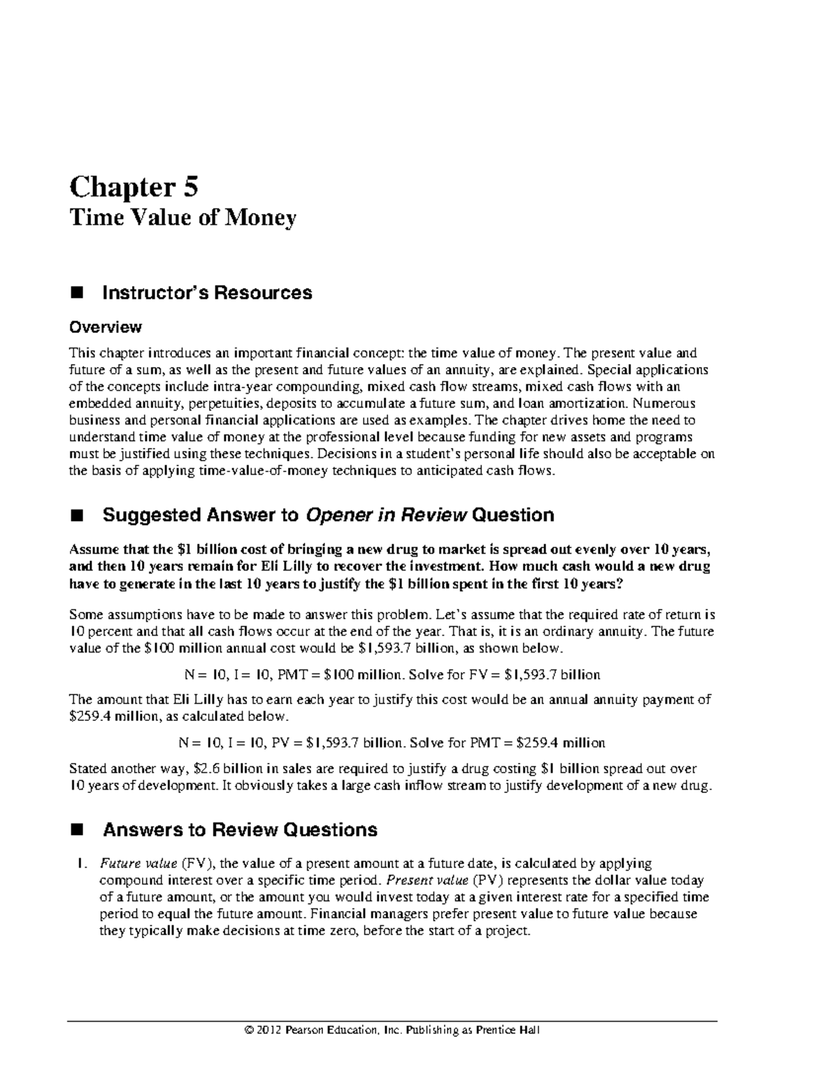Toaz - Answers - Chapter 5 Time Value of Money Instructor’s Resources ...