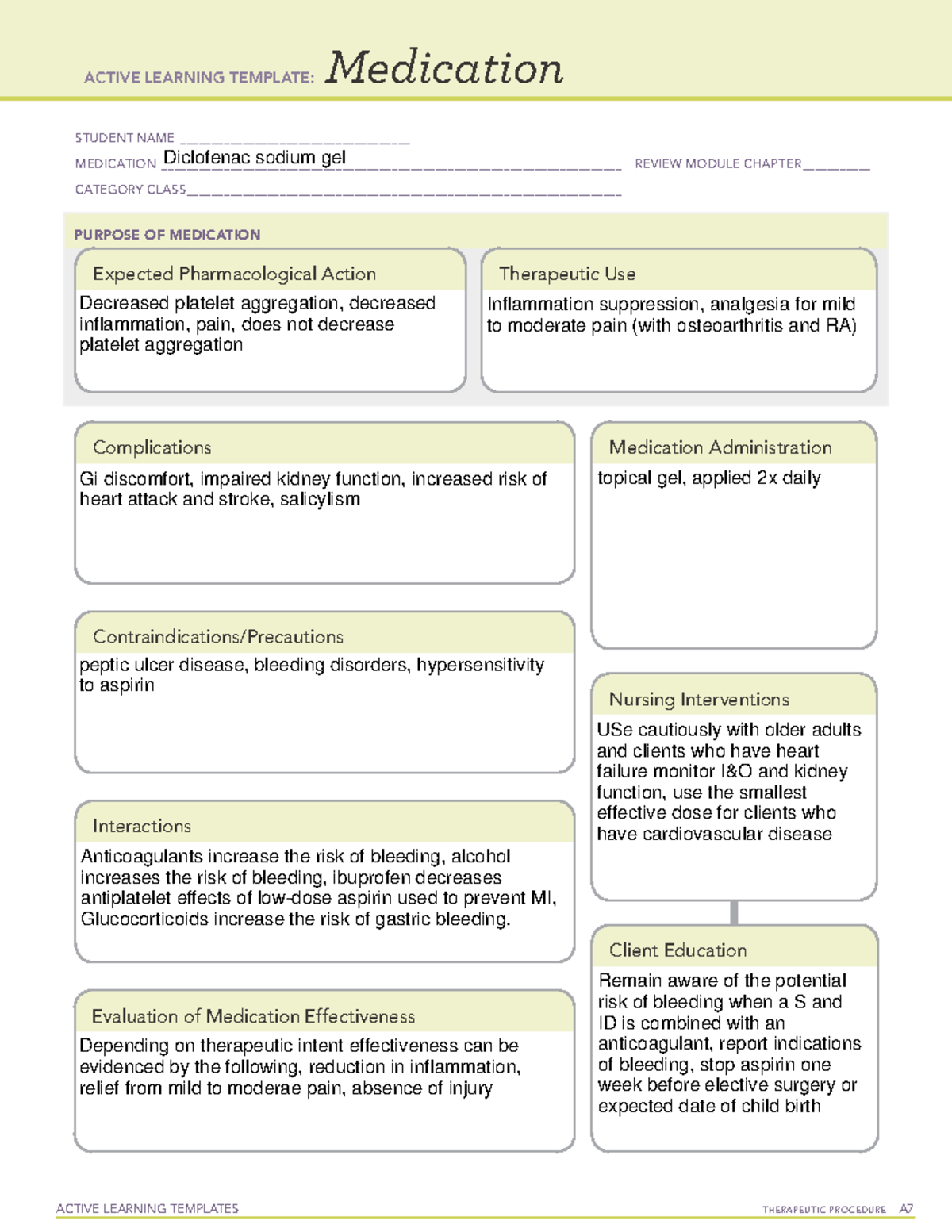 Diclofenac sodium gel - ATI Drug Card - ACTIVE LEARNING TEMPLATES ...