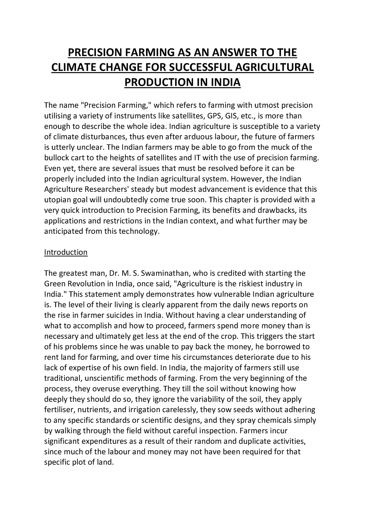 essay about precision farming