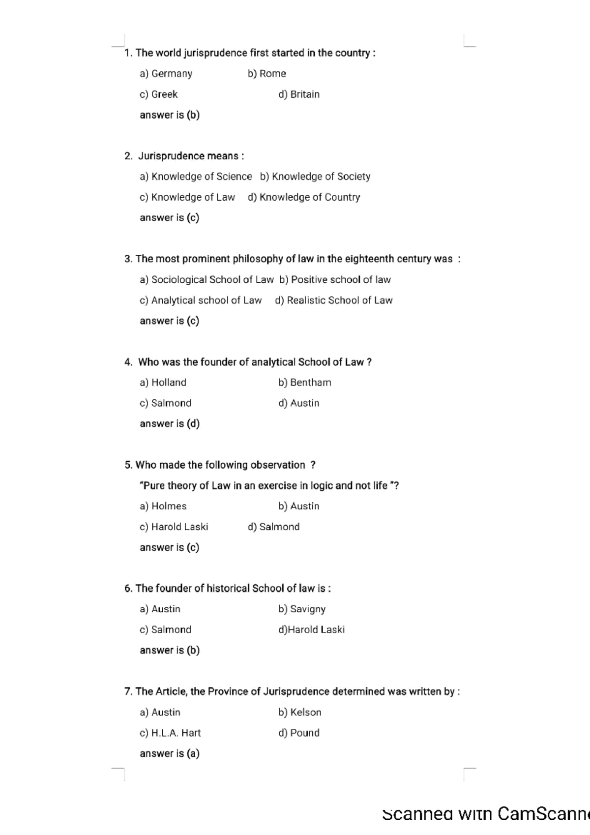 Jurisprudence - Mcq - Studocu