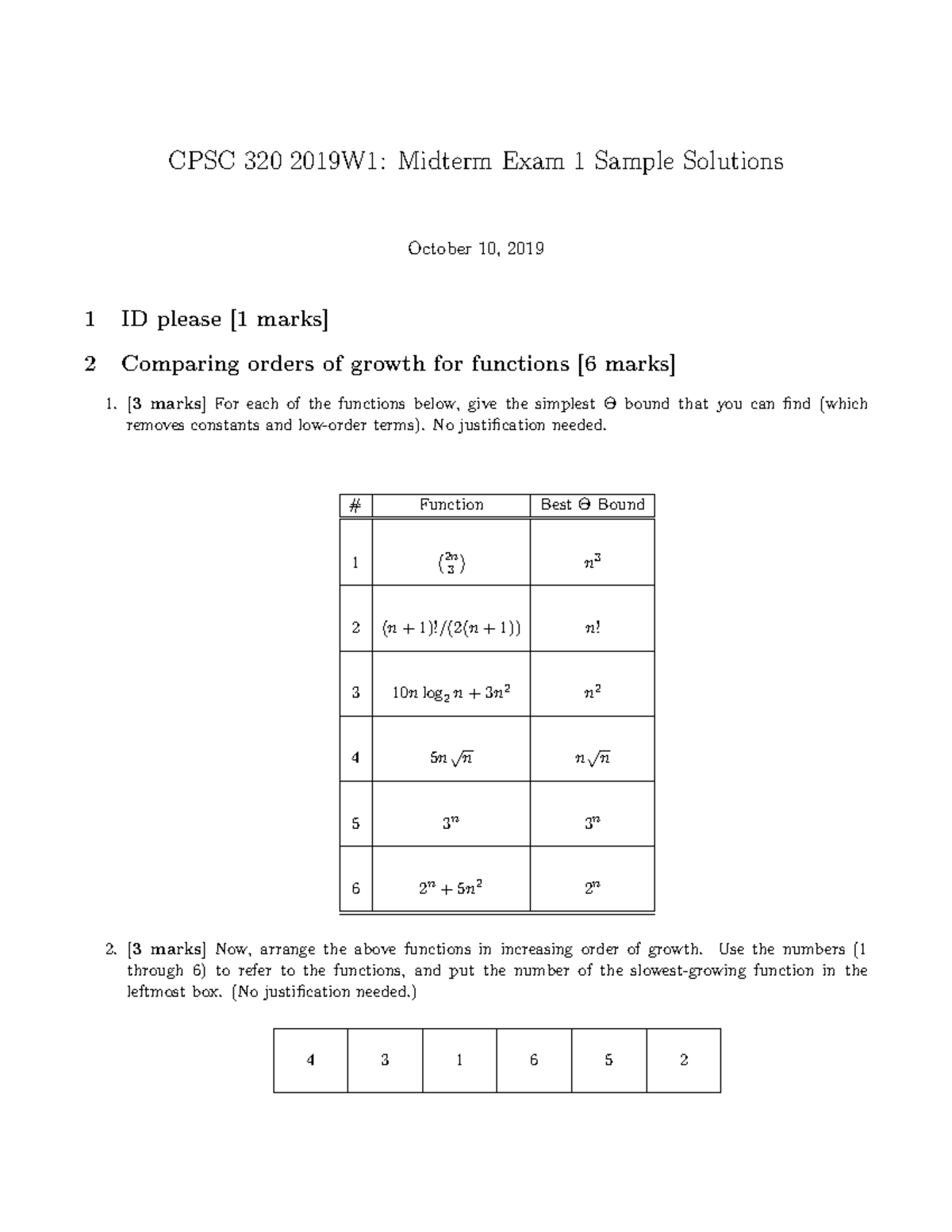 Exam 2019, Answers - CPSC 320 2019W1: Midterm Exam 1 Sample Solutions ...