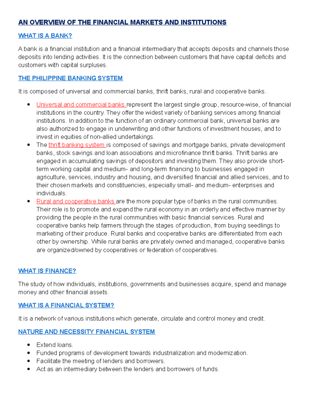 FIN 004 Module 1 ppt - Short notes - AN OVERVIEW OF THE FINANCIAL ...