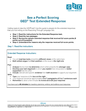 Extended response infographic - on the GED ® test EXTENDED RESPONSE ...