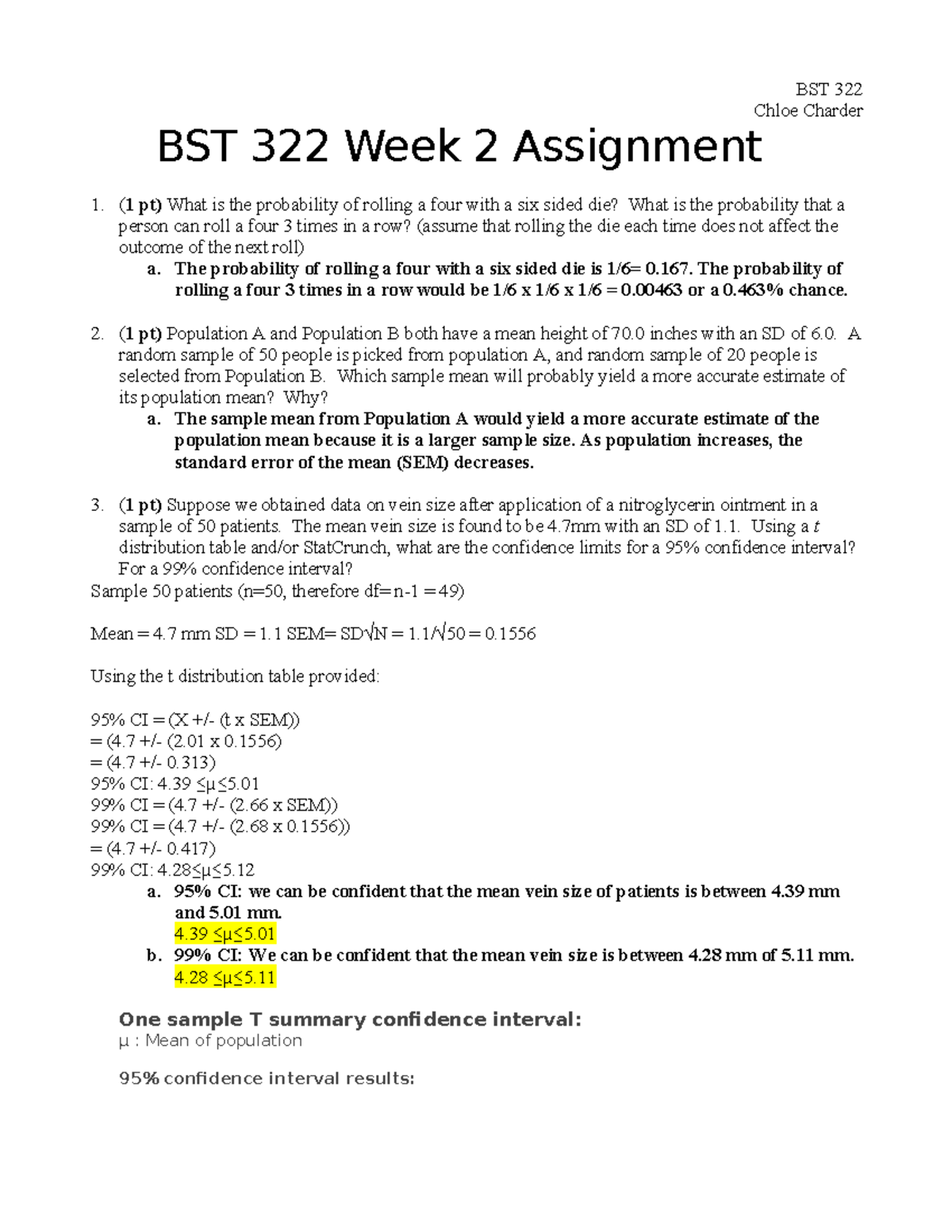 Week2Assignment - BST 322 Chloe Charder BST 322 Week 2 Assignment 1. (1 ...