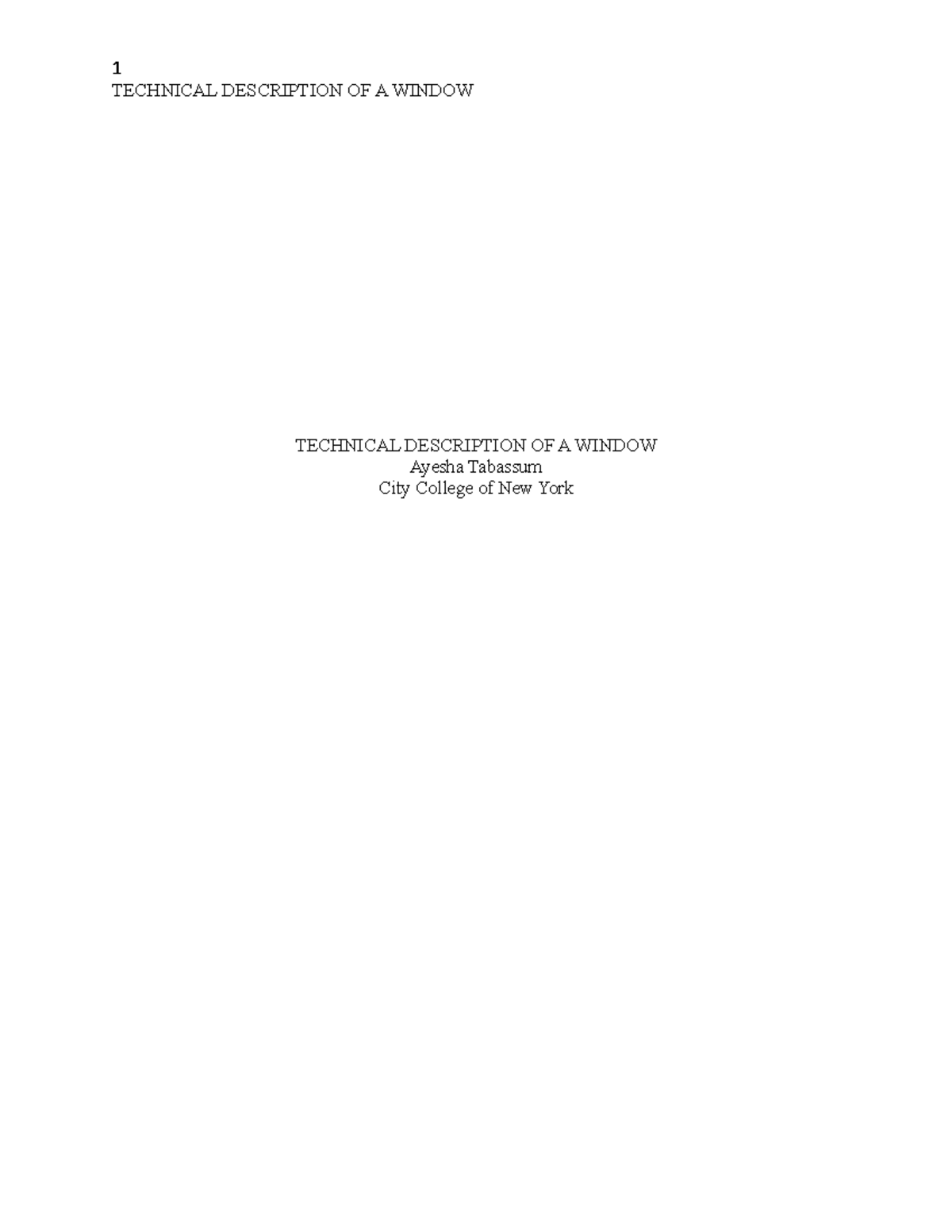 Technical Description OF A Window - TECHNICAL DESCRIPTION OF A WINDOW ...