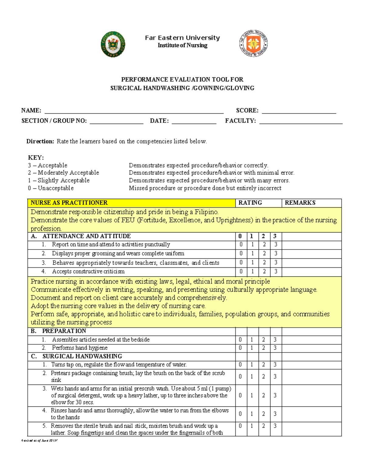 Etool Surgical Scrubbing Gowning Gloving Edited docx - Far Eastern ...