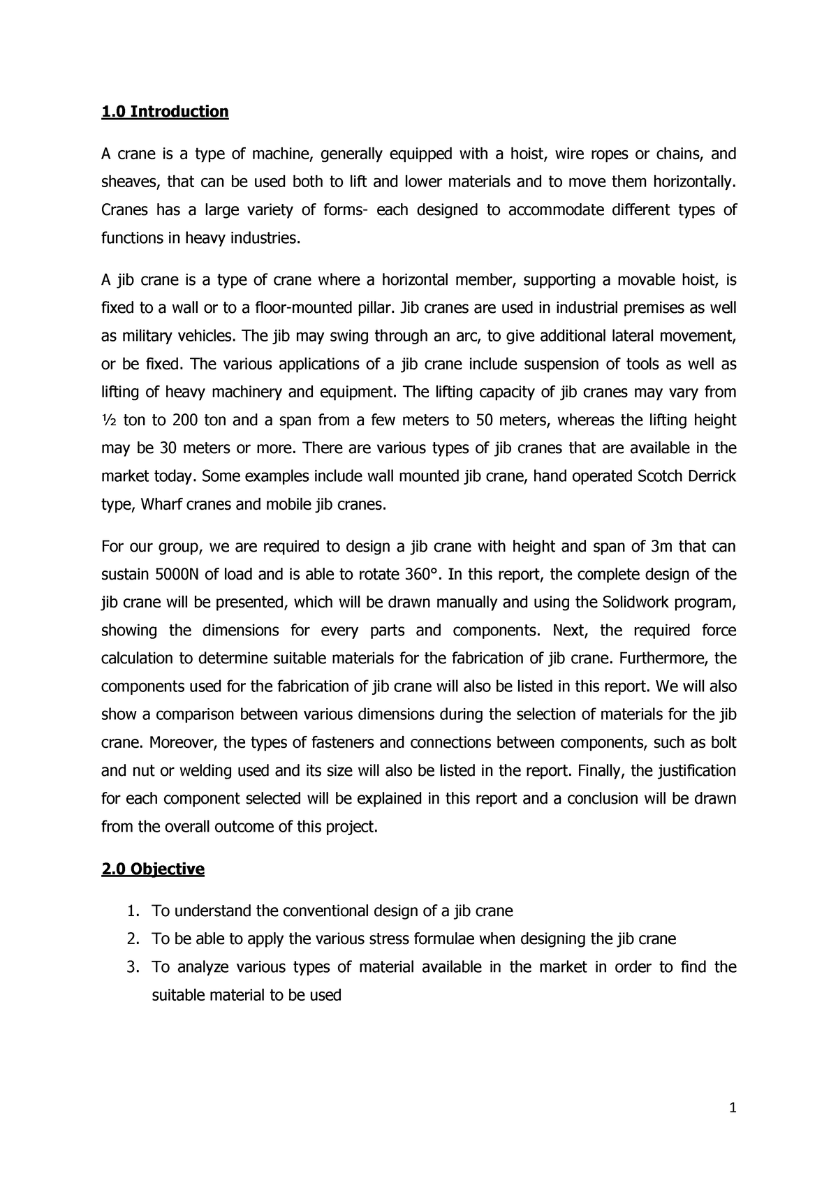 Jib Crane Calculation - 1 Introduction A Crane Is A Type Of Machine 