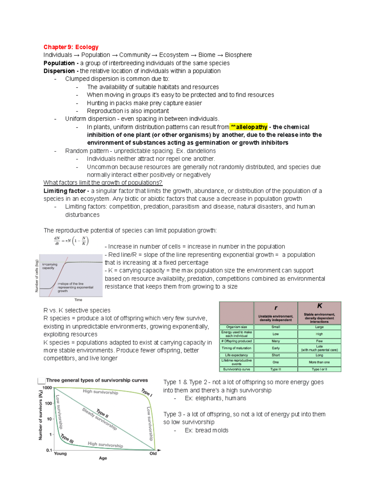 Chapter 9 Ecology - Chapter 9: Ecology Individuals → Population → ...